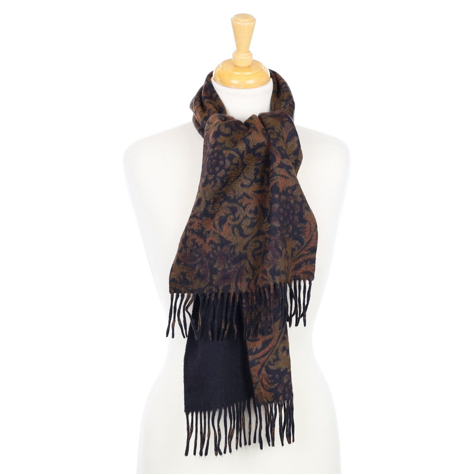 Black and Rust Paisley Cashmere Woven Scarf