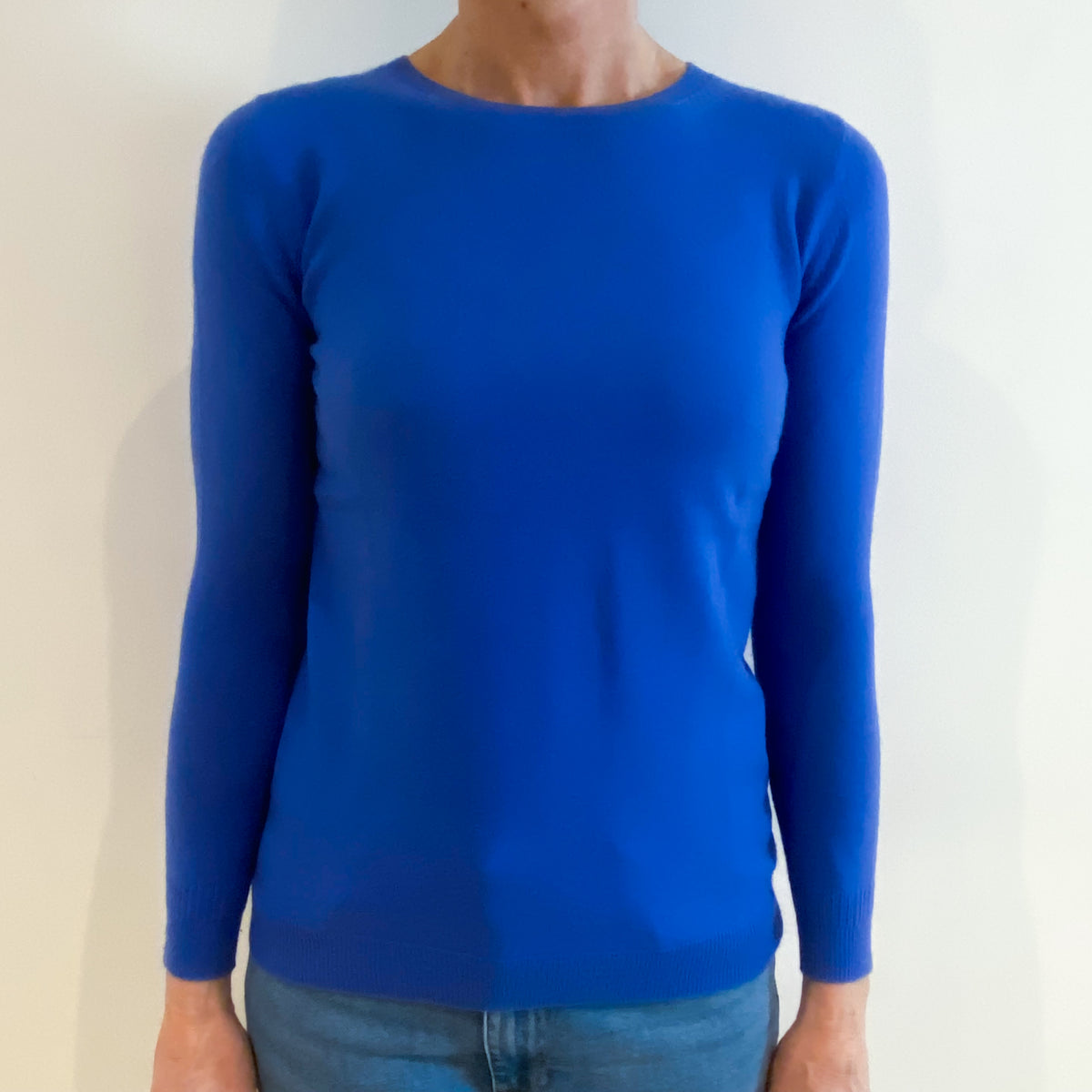 Azure Blue Cashmere Crew Neck Jumper Small