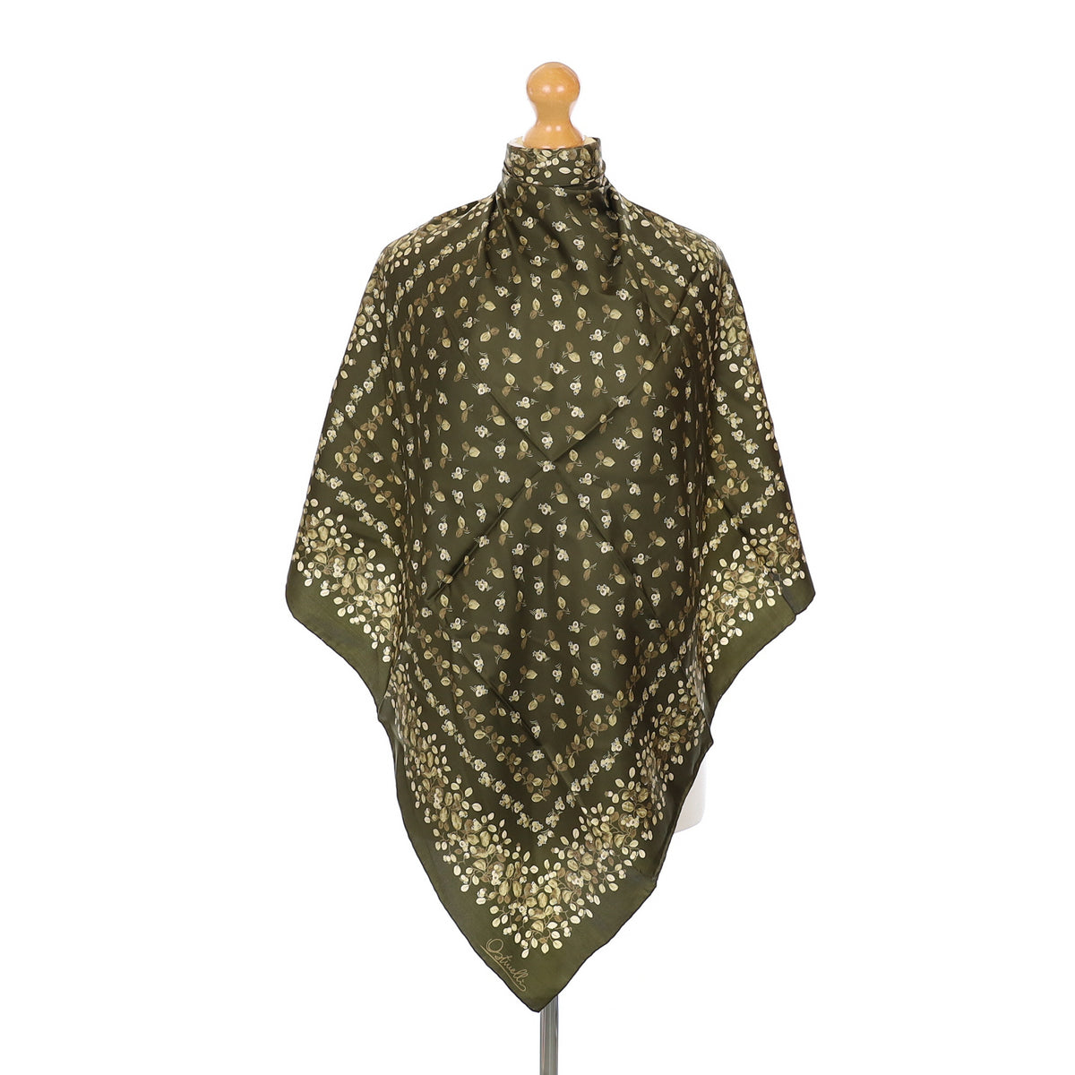 Ostinelli Brown Foliate Silk Scarf