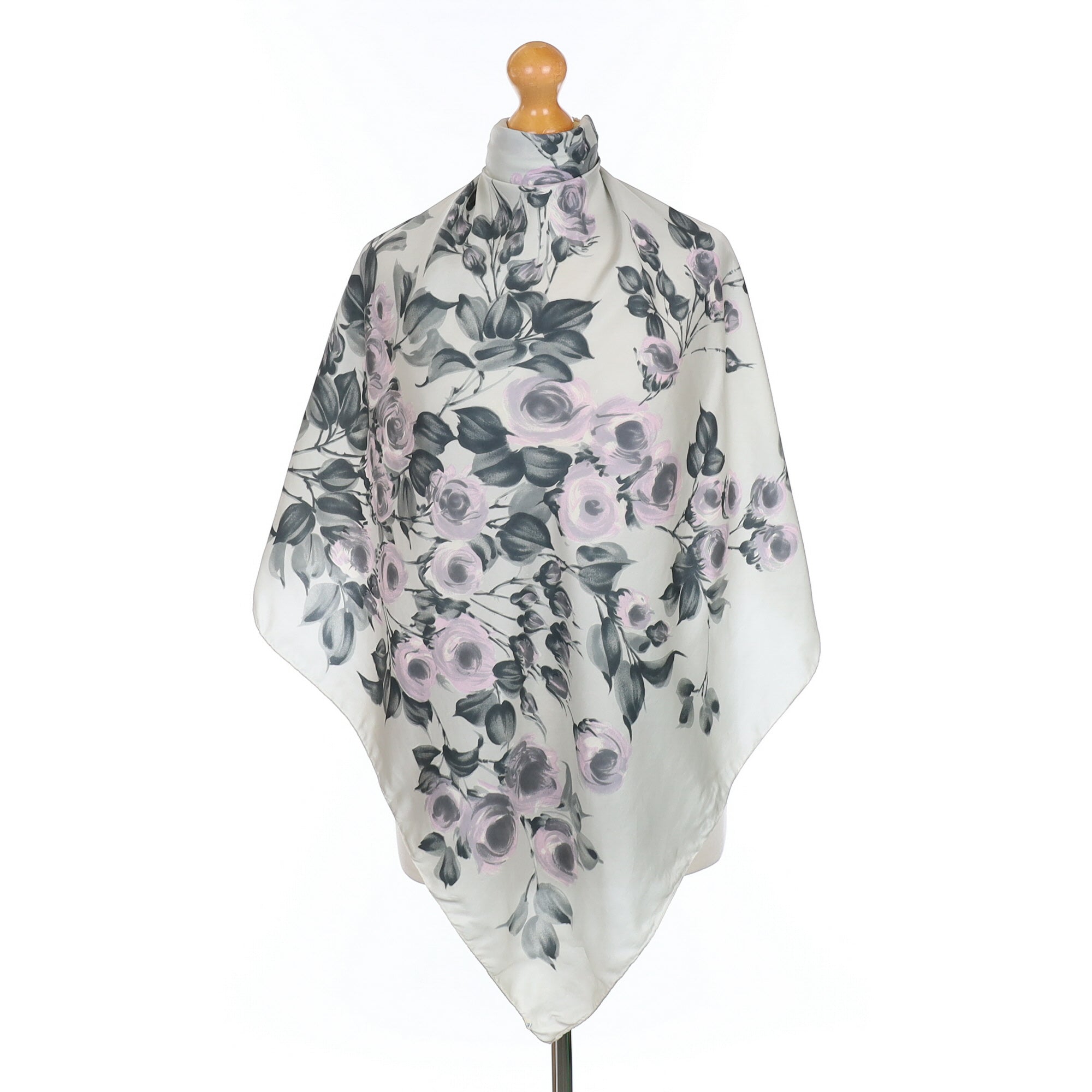 1950’s Grey Floral Vintage Silk Scarf
