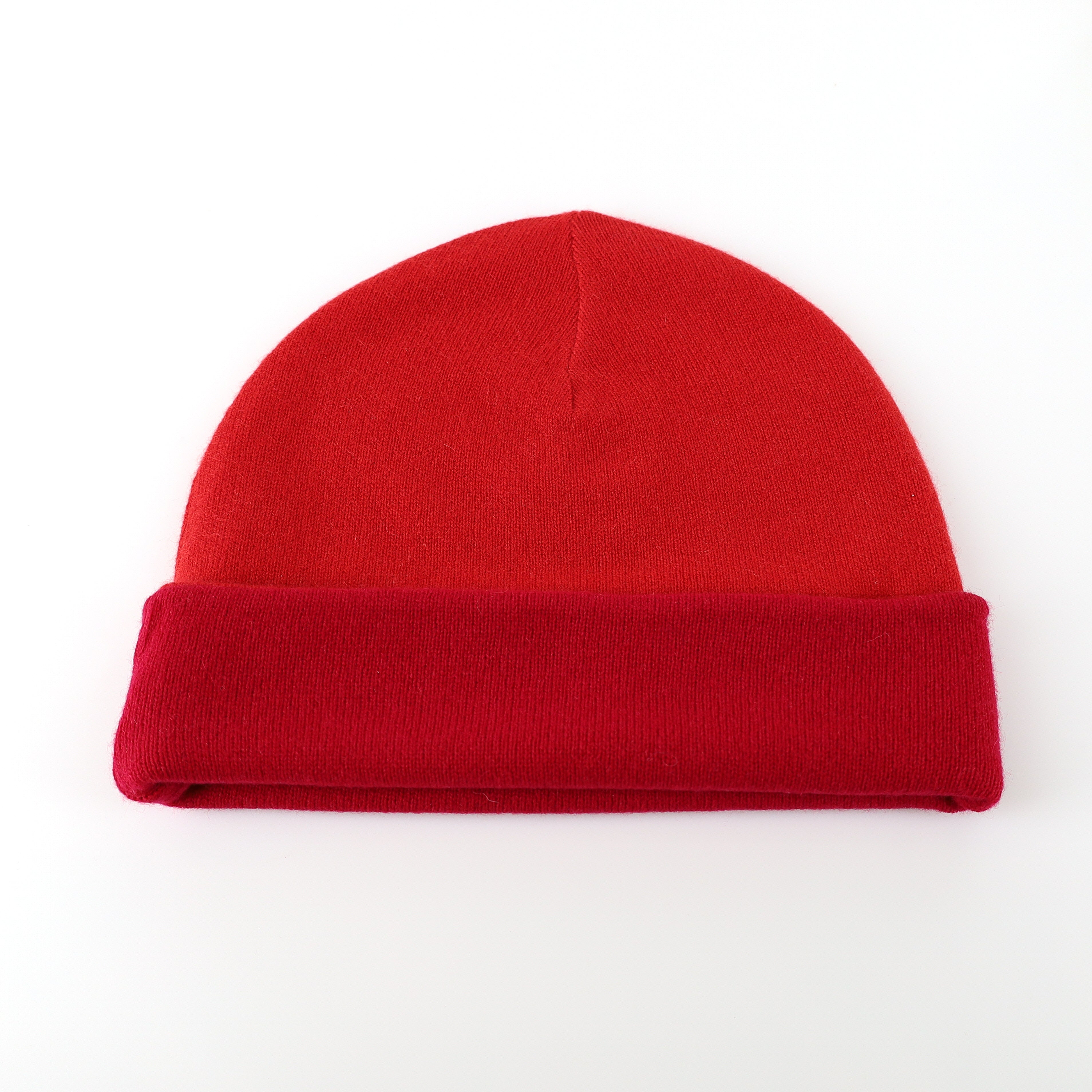 Cherry Pink and Red Reversible Cashmere Beanie Hat