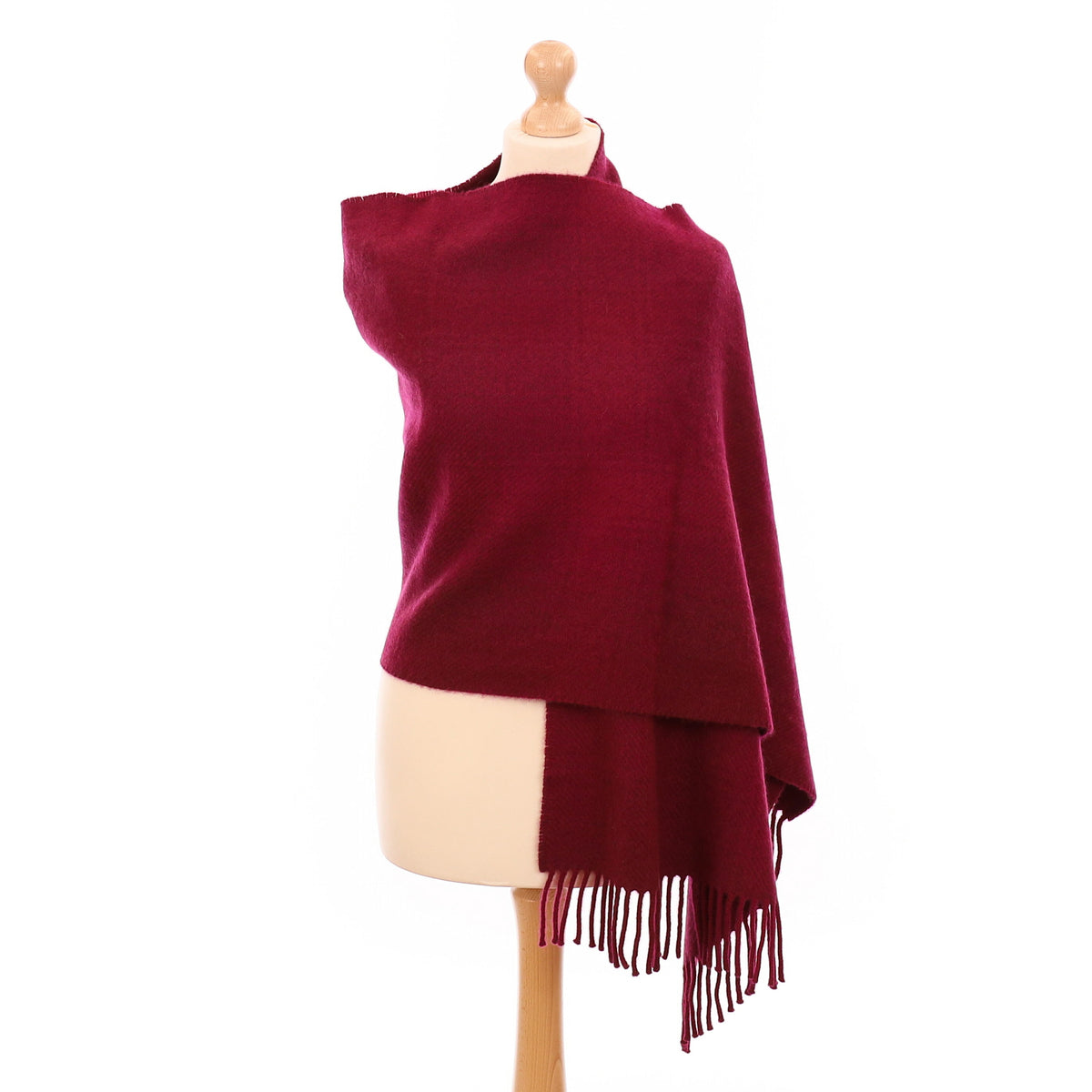 Brand New Wine Red Cashmere Heavy Woven Scarf Large