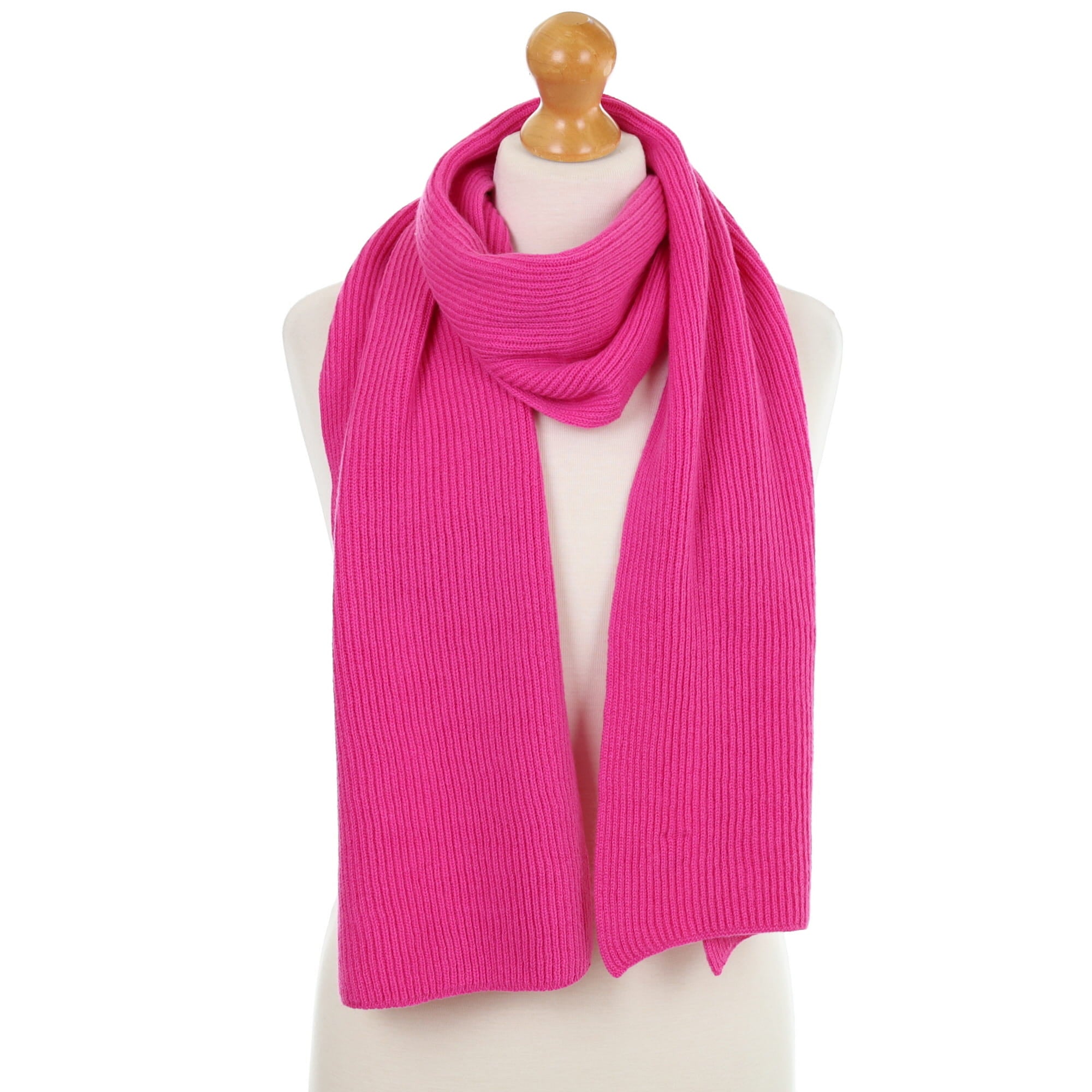 Brand New Scottish Fuchsia Pink Rib Cashmere Scarf