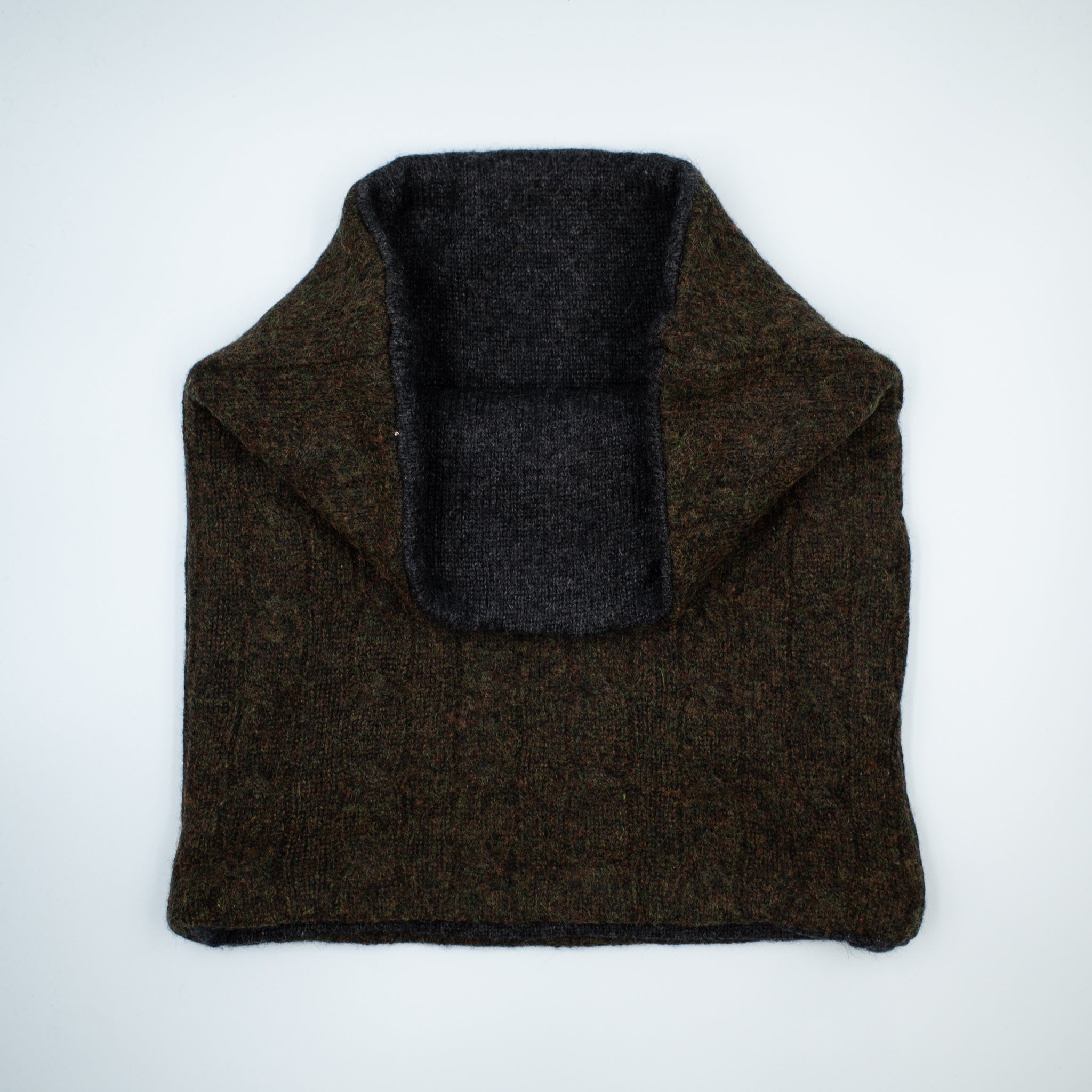 Men’s Dark Khaki Cable and Grey Luxury Double Layered Snood