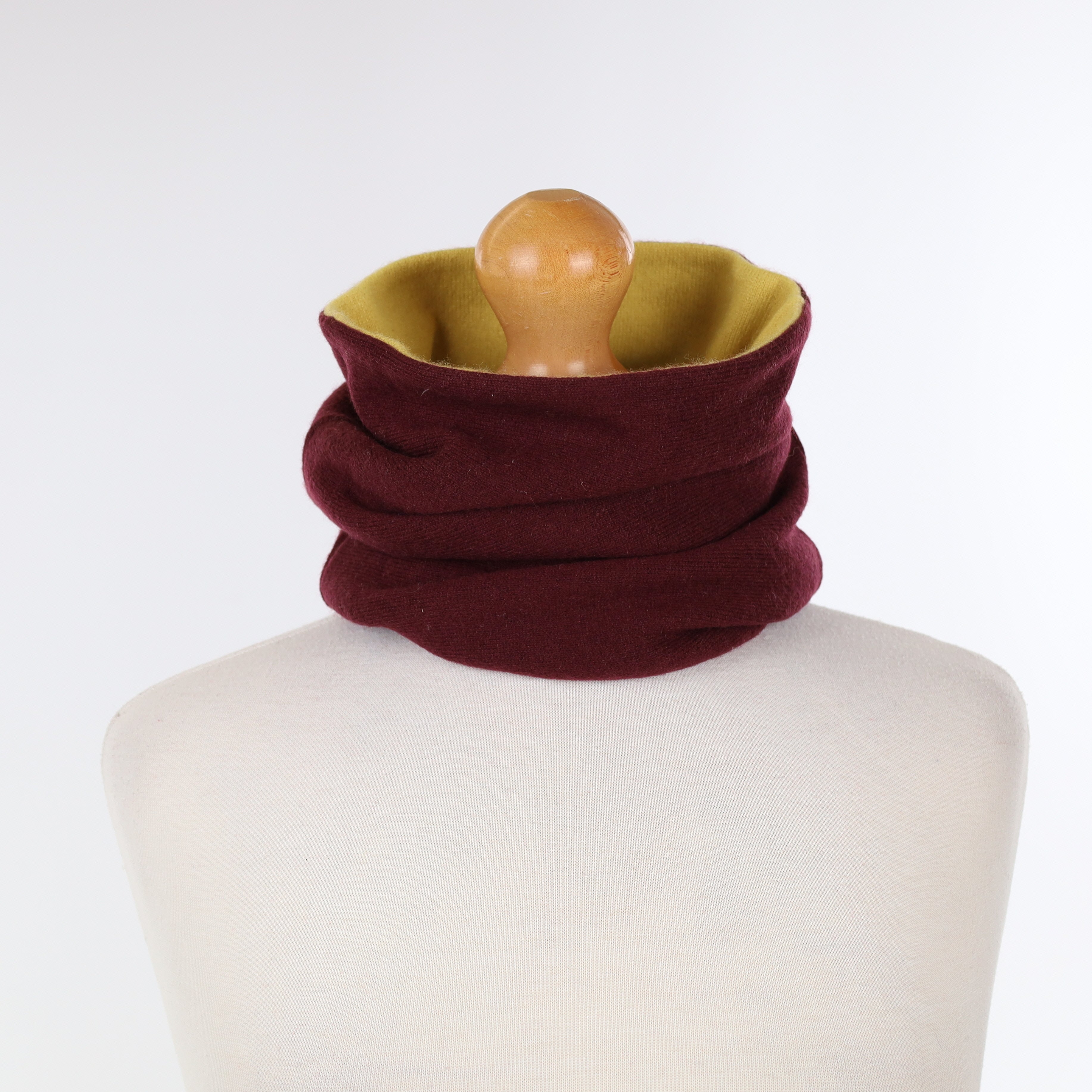Burgundy and Yellow Luxury Double Layered Snood