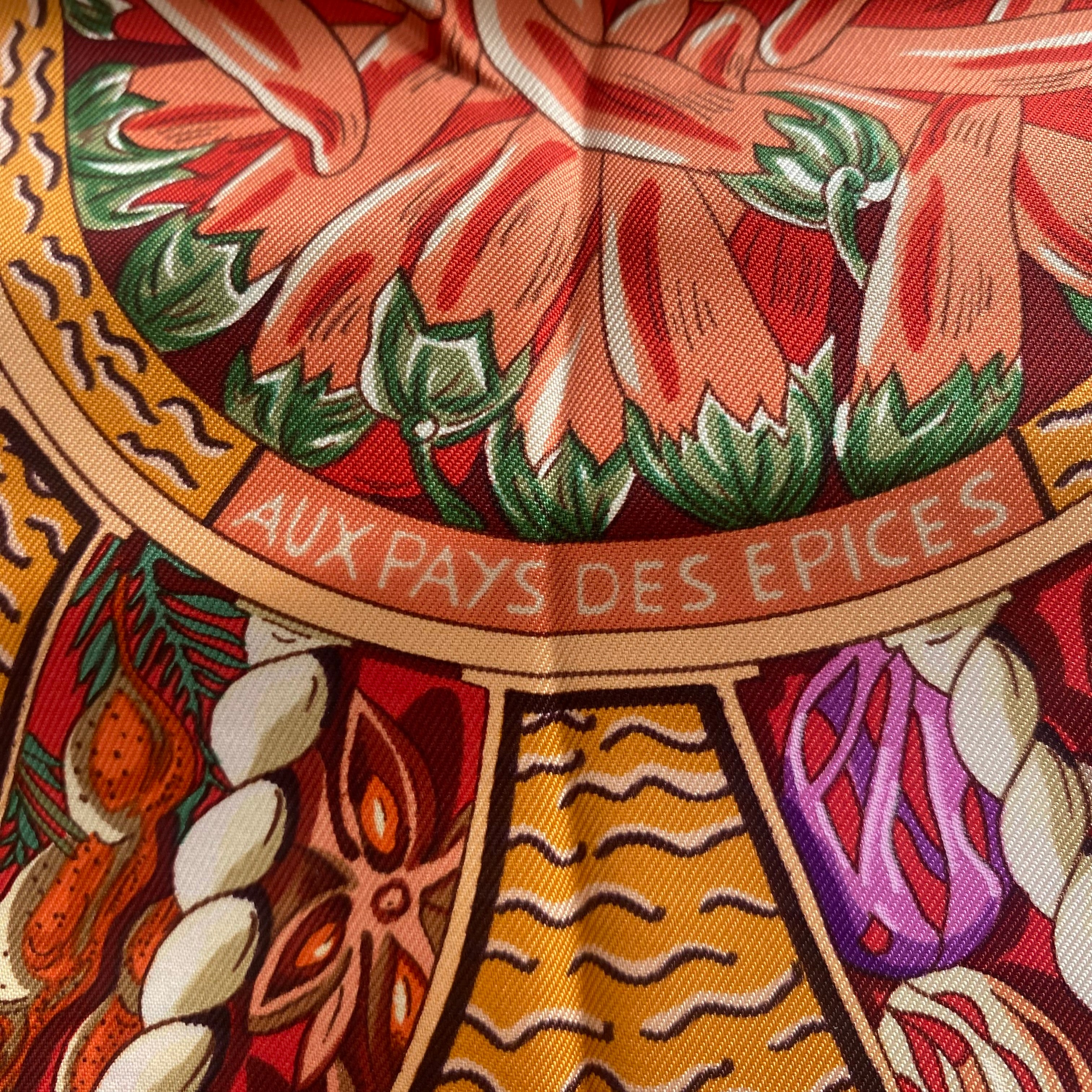 Boxed Hermès Aux Pays des Epices Silk Scarf