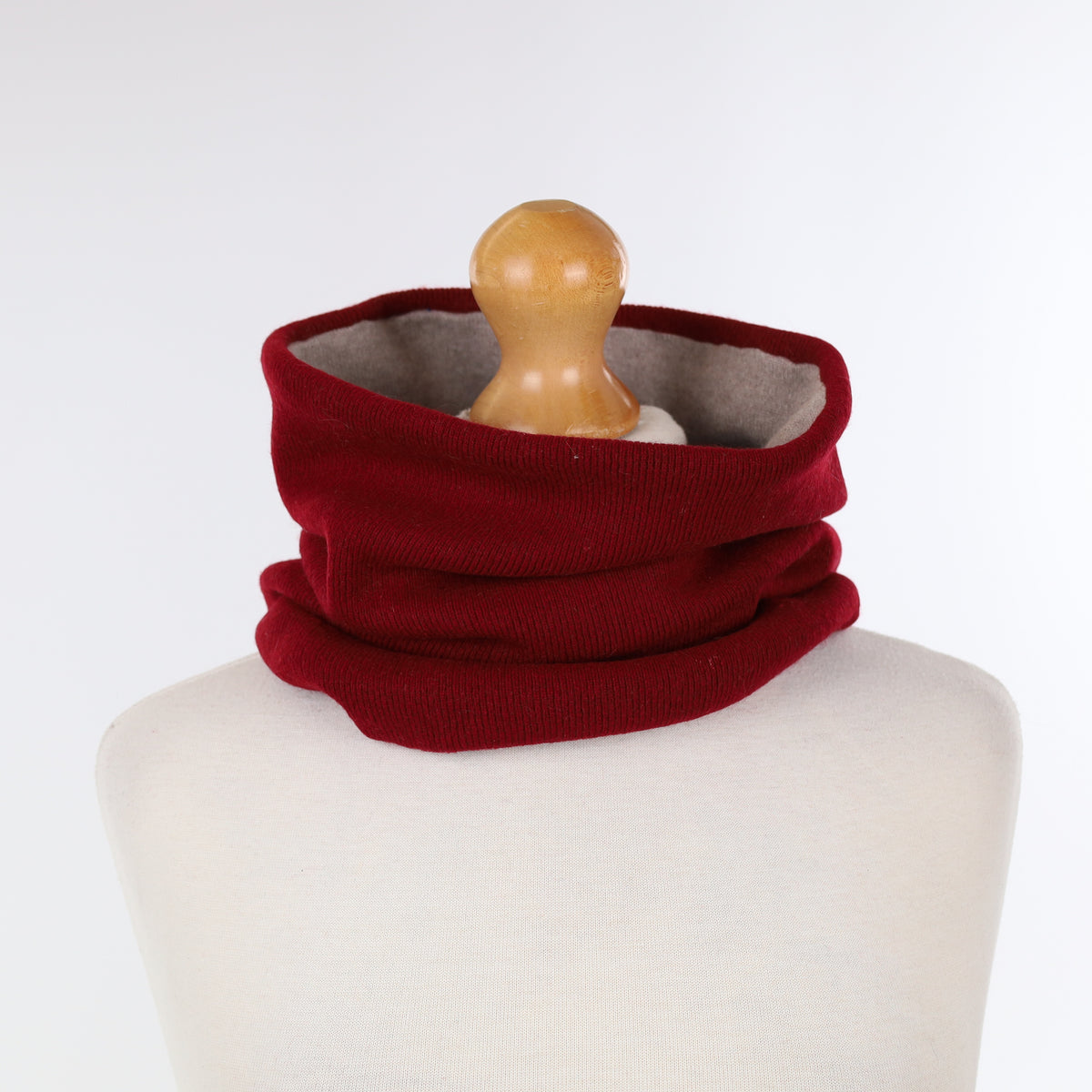 Wine Red and Fawn Luxury Double Layered Snood