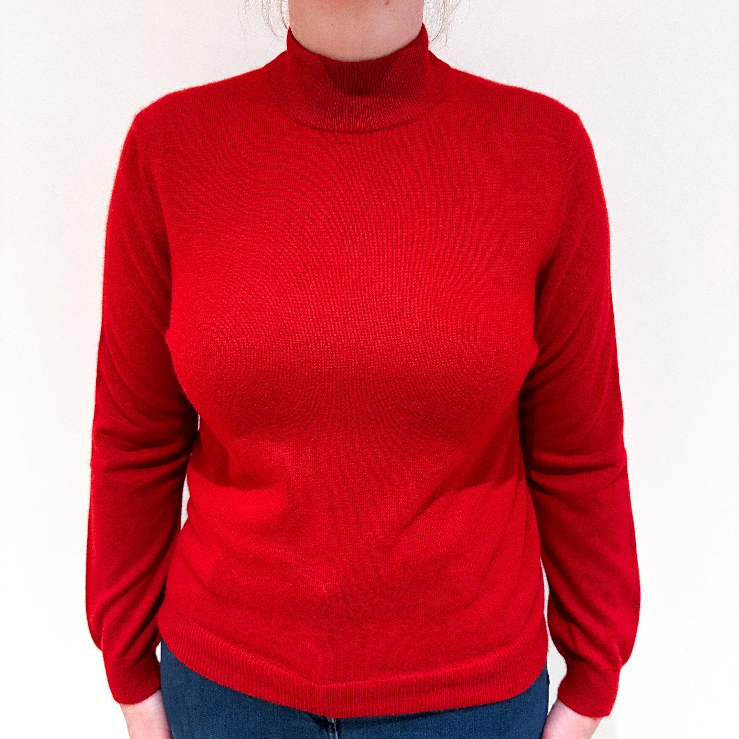 Crimson Red Cashmere Turtle Neck Jumper Large