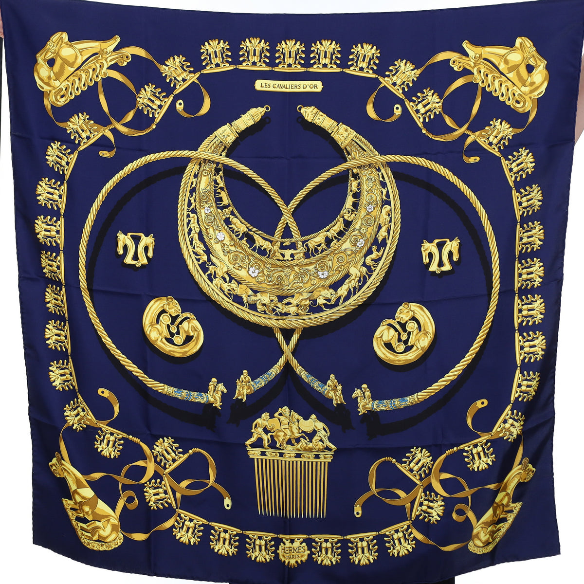 Pristine Hermès Les Cavaliers D’or Silk Scarf