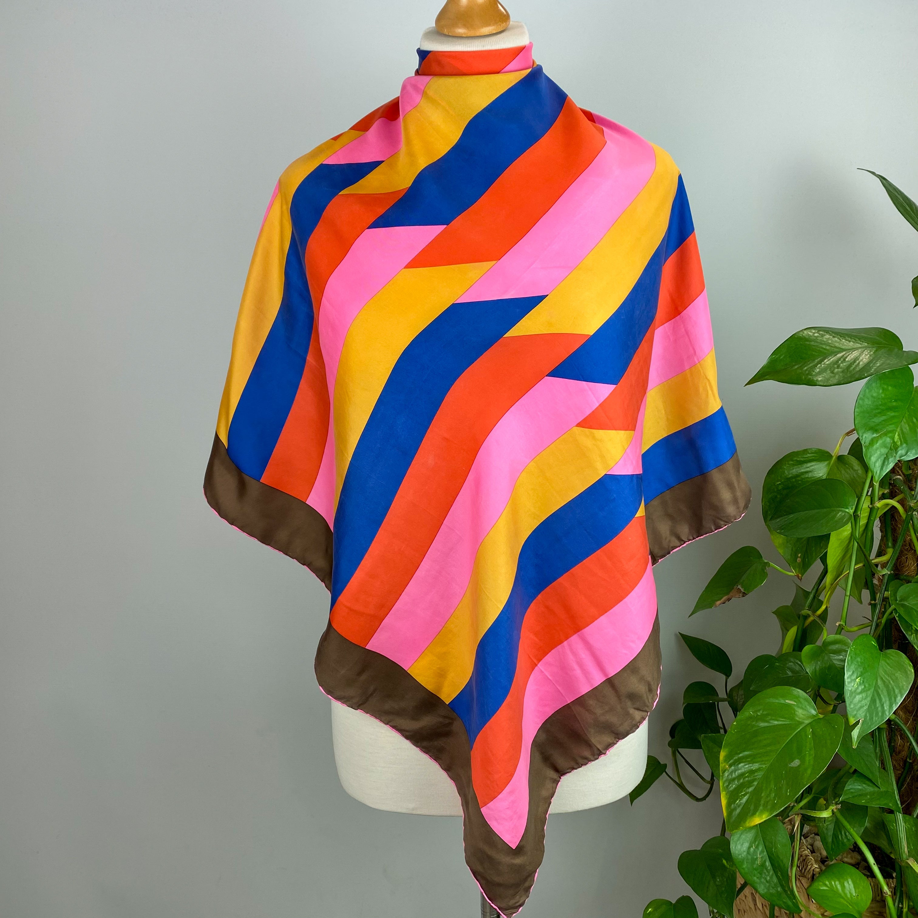 1970’s Colourful Striped Silk Scarf