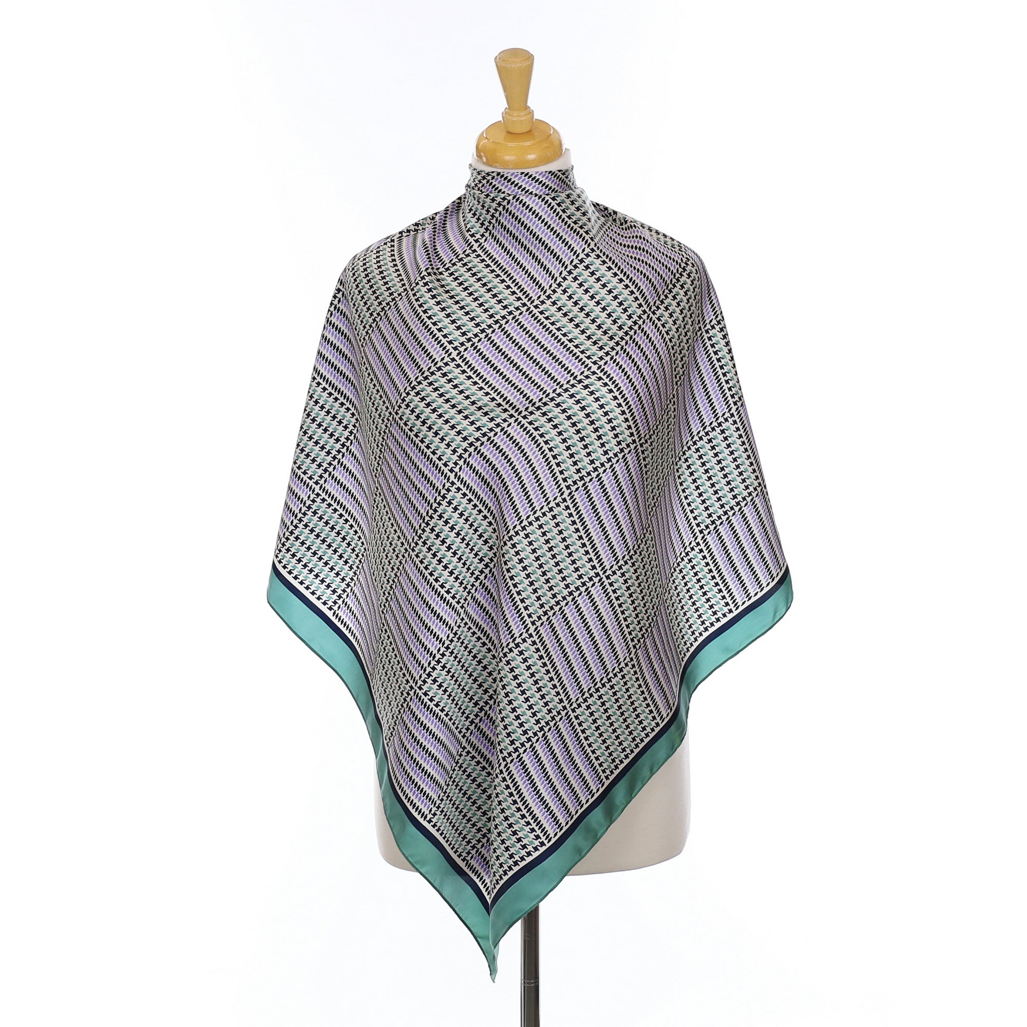 Houndstooth Check Vintage Silk Scarf