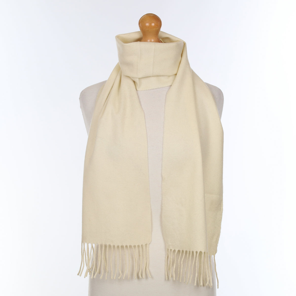Ivory Cream Cashmere Woven Scarf