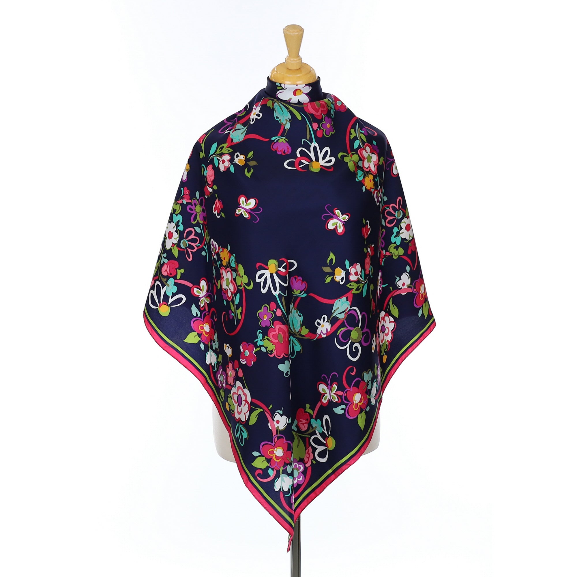 Vera Bradley Navy Floral Silk Scarf