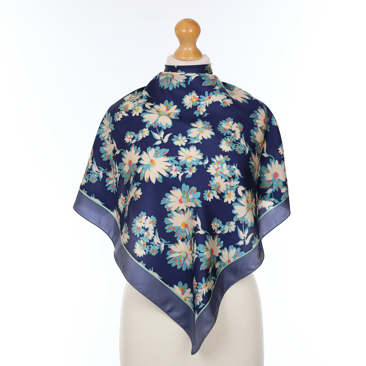 1970’s Liberty Blue Floral Vintage Silk Scarf