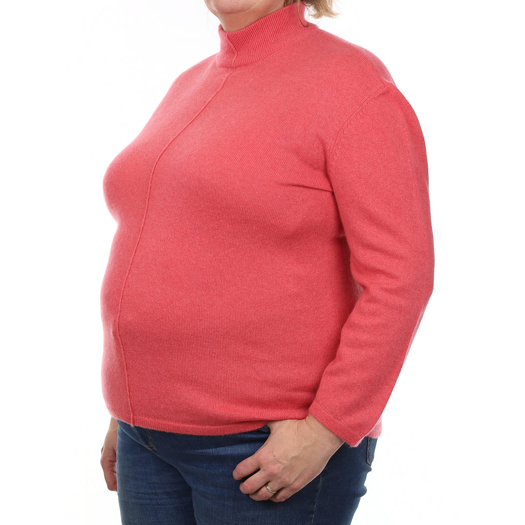 Raspberry Pink Cashmere Turtle Neck Jumper Extra Large