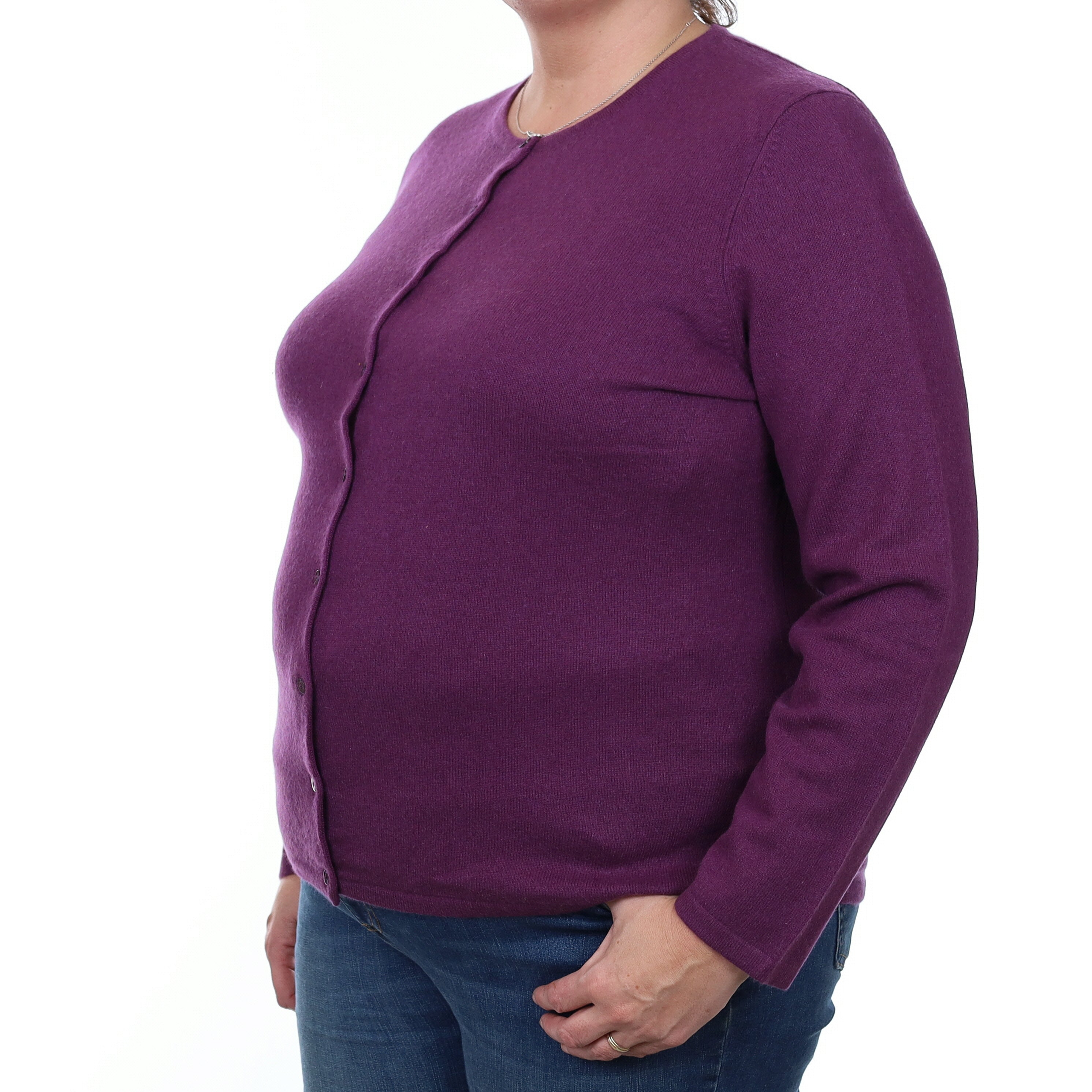 Blueberry Purple Cashmere Crew Neck Cardigan XXL