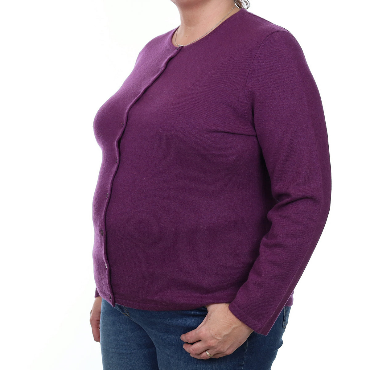 Blueberry Purple Cashmere Crew Neck Cardigan XXL