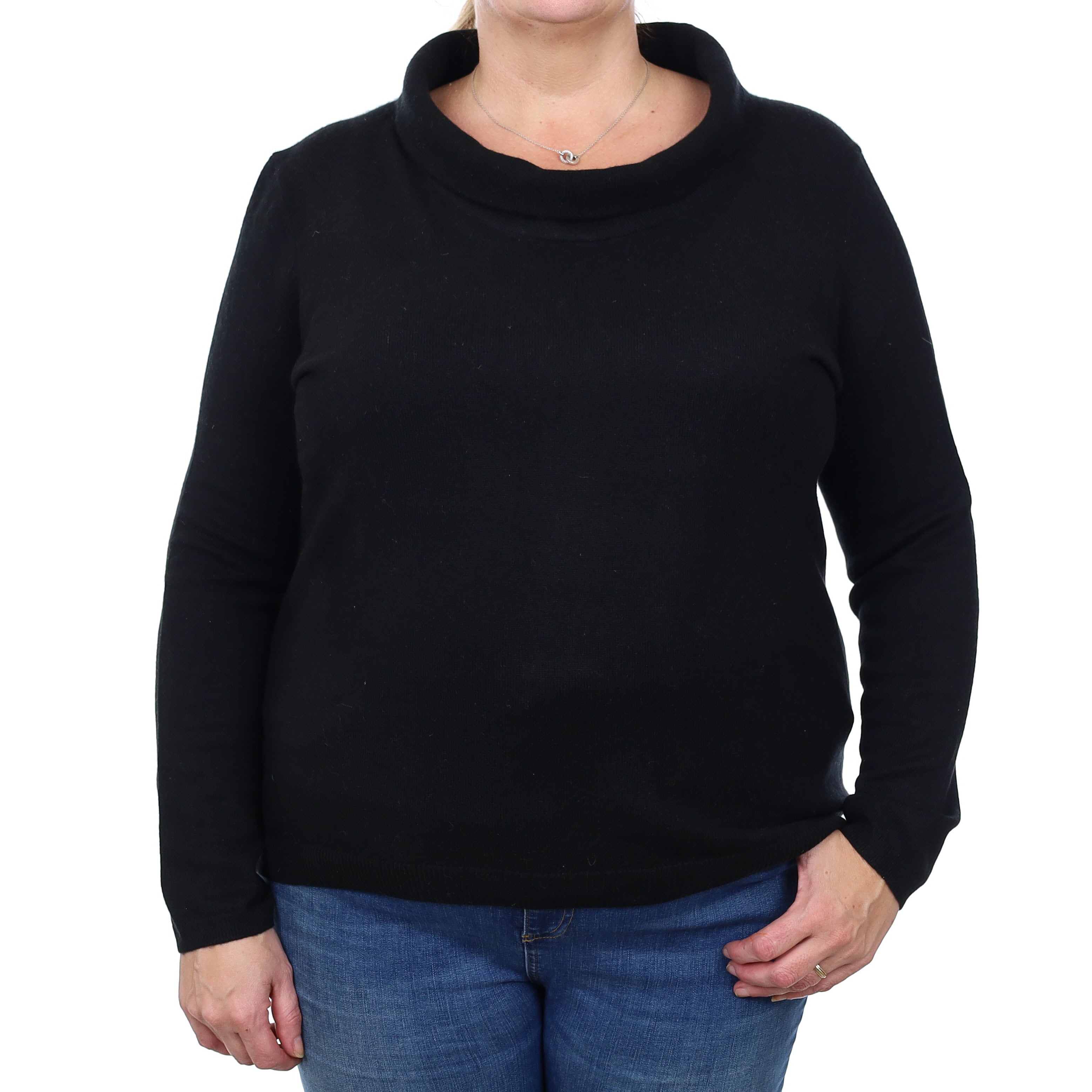 Black Cashmere Funnel Neck Jumper Extra Extra Large