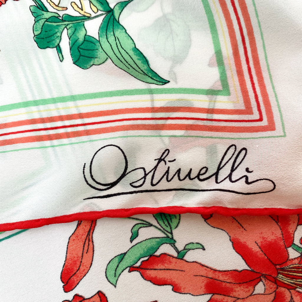 1970s Ostinelli Floral Vintage Silk Scarf