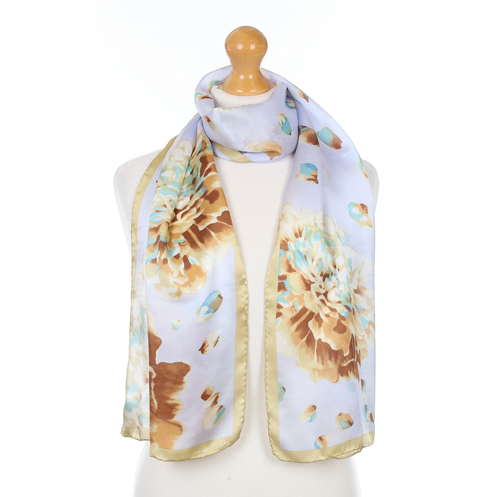 Brand New Blue Floral Silk Scarf