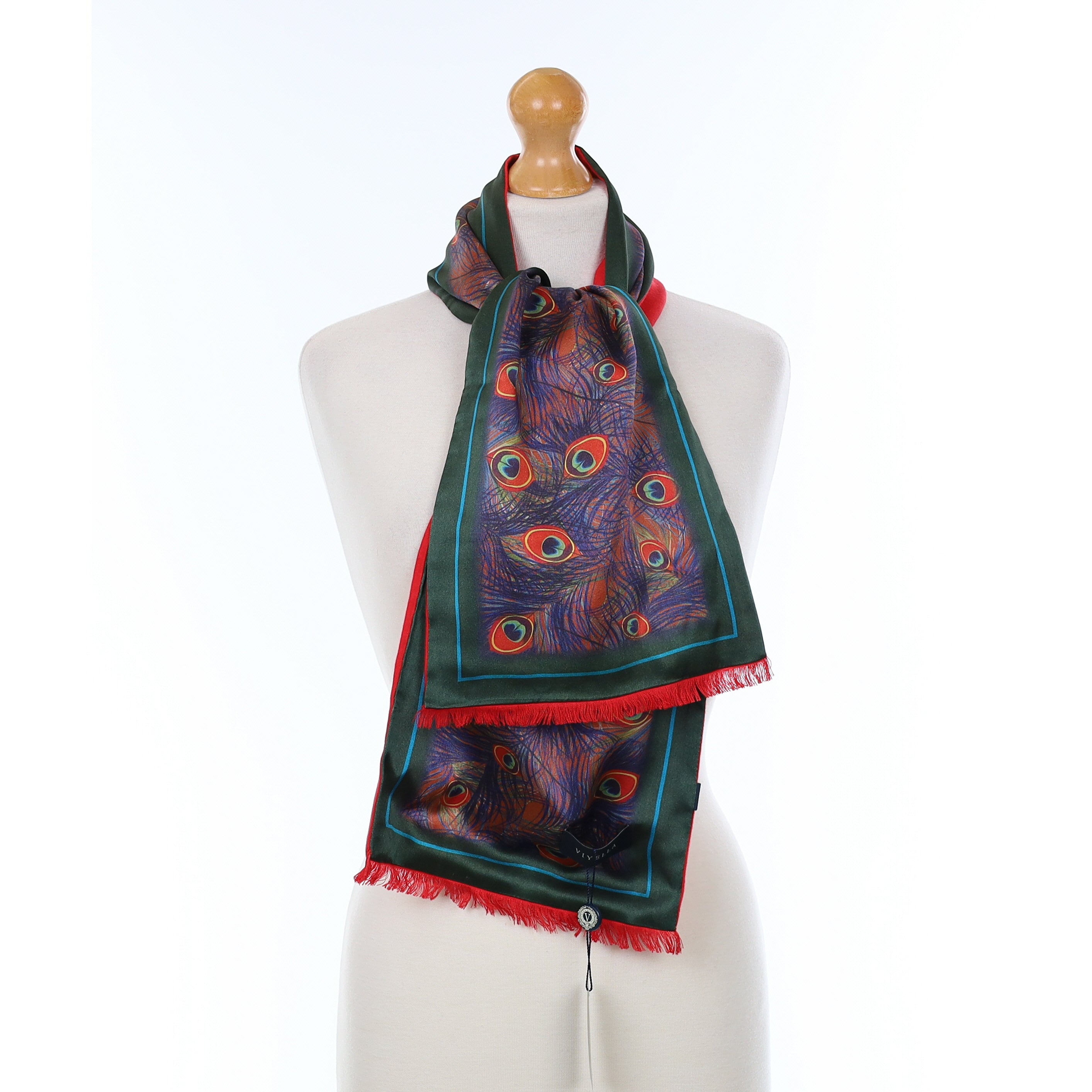 Viyella Peacock Feather Silk Scarf