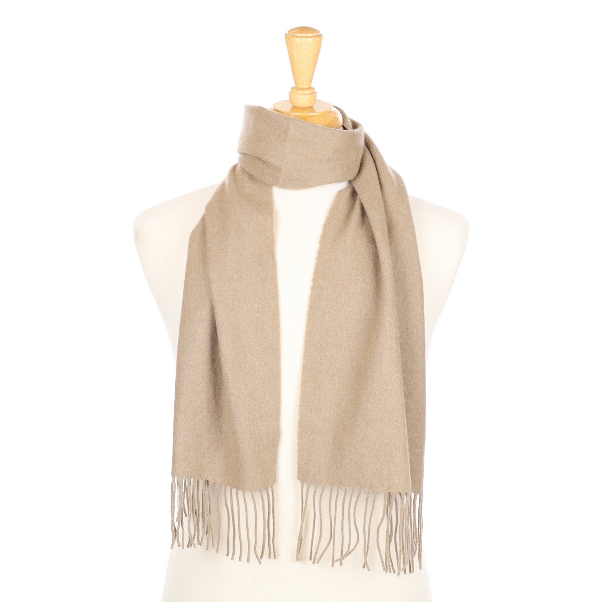Fawn Cashmere Fringed Woven Scarf