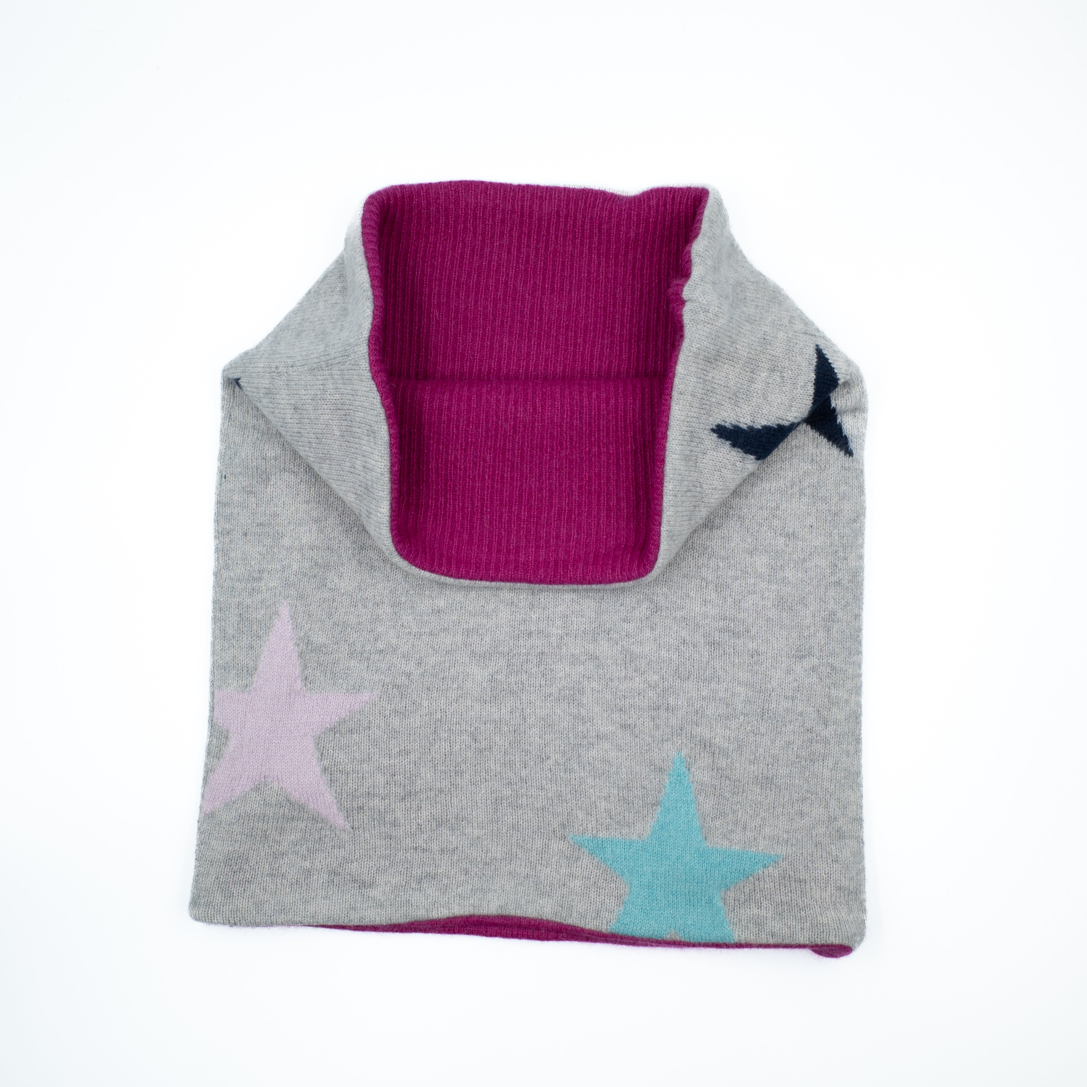 Pale Grey Star Pattern and Pink Luxury Double Layered Snood