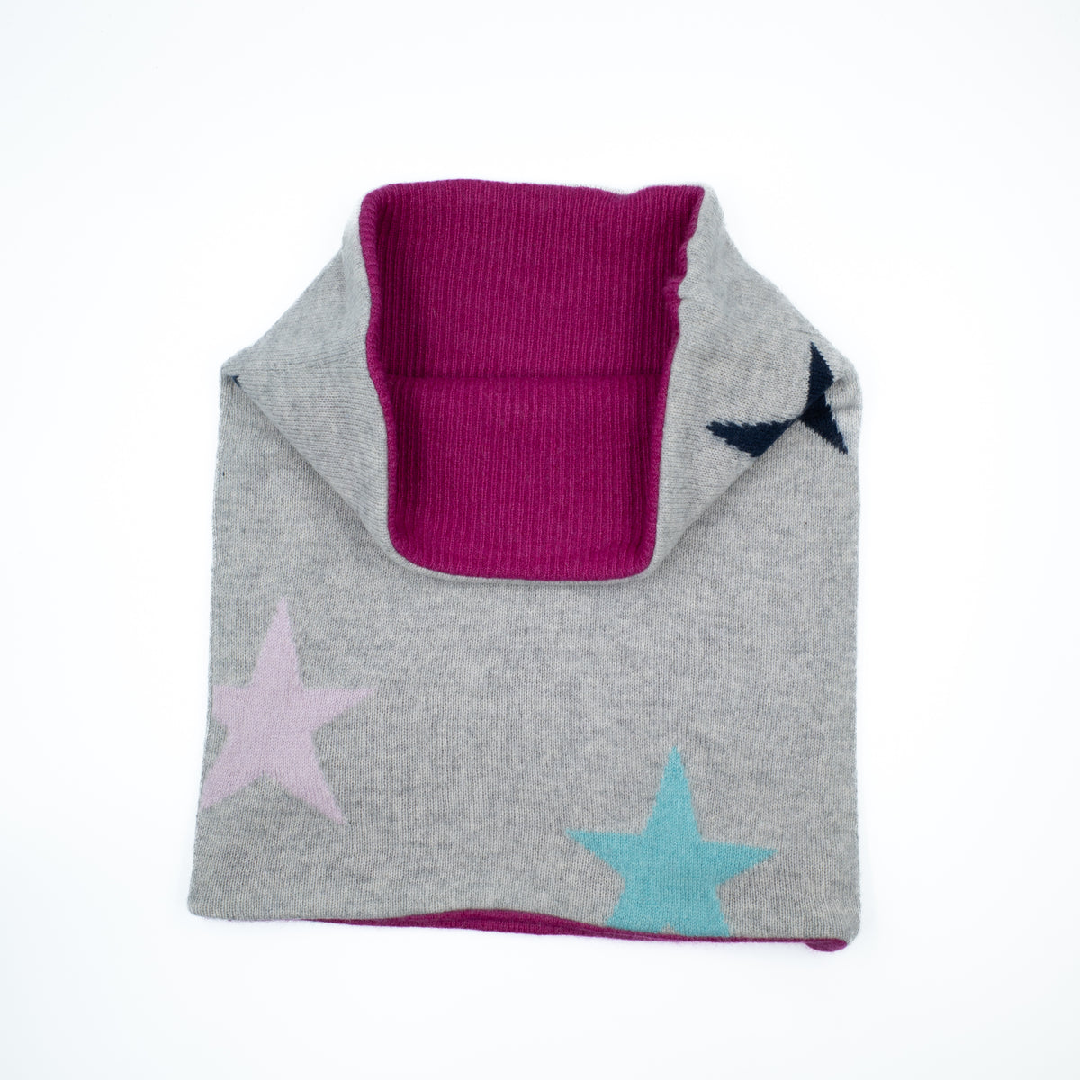 Pale Grey Star Pattern and Pink Luxury Double Layered Snood