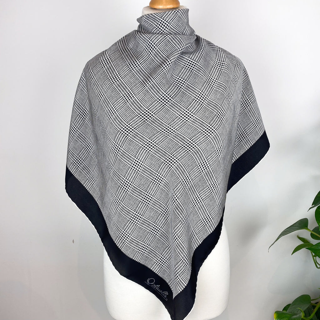 Unworn 1970s Ostinelli Checked Vintage Silk Scarf
