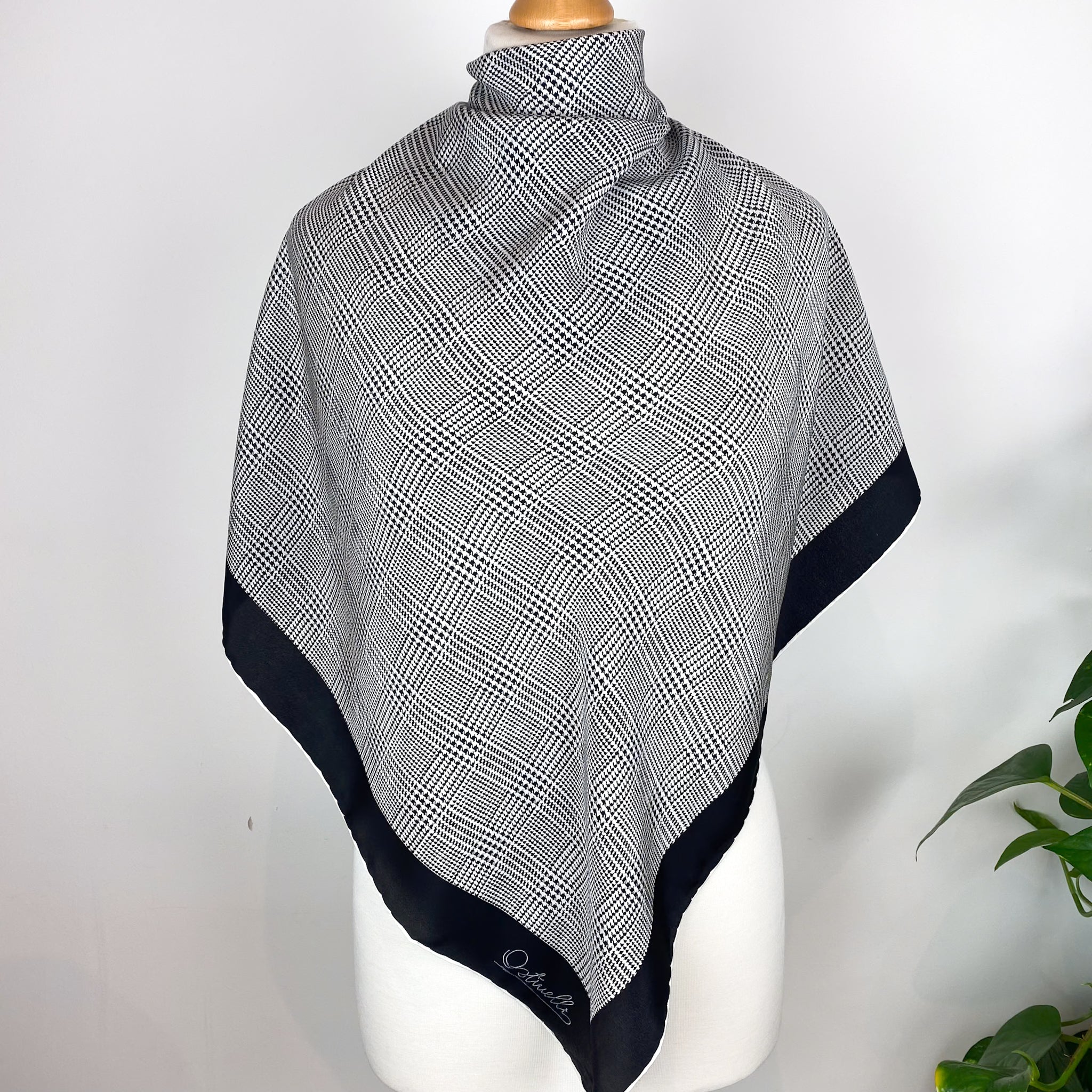 Unworn 1970s Ostinelli Checked Vintage Silk Scarf