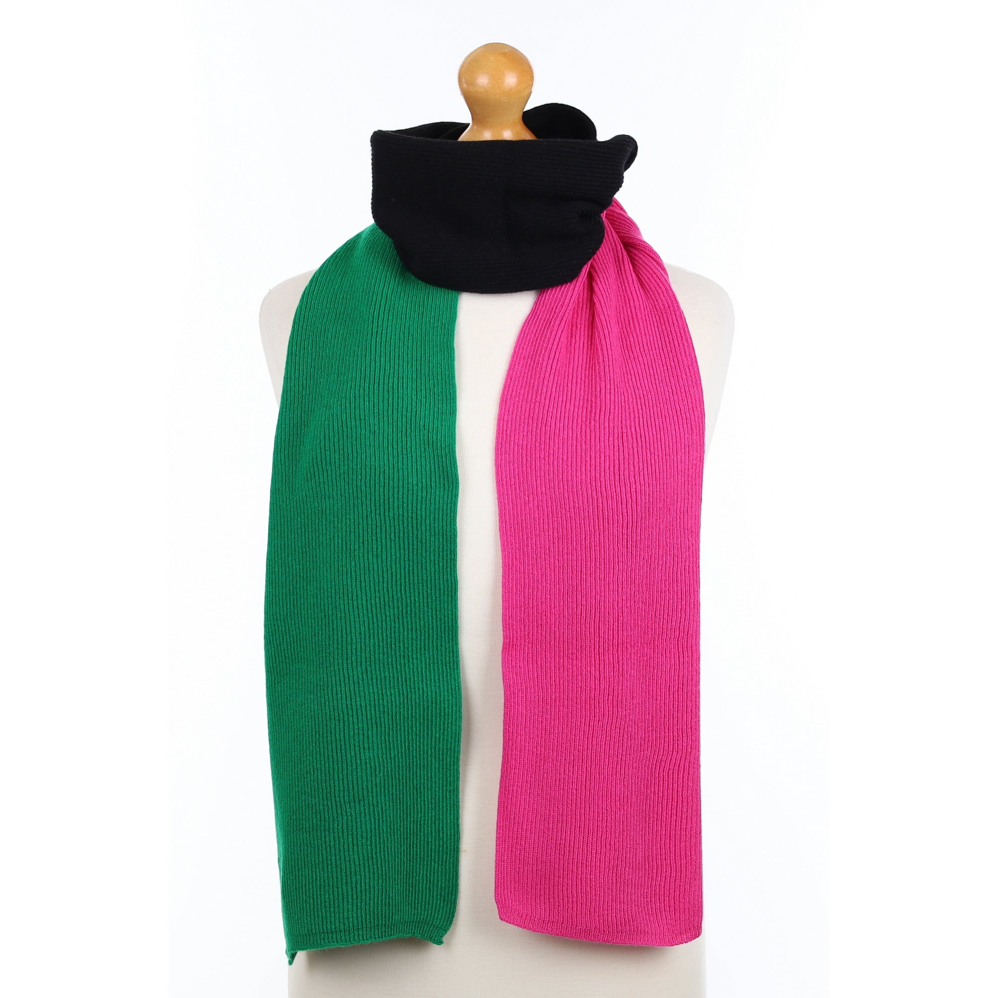 Brand New Scottish Shamrock Hot Pink & Black Cashmere Ribbed Scarf
