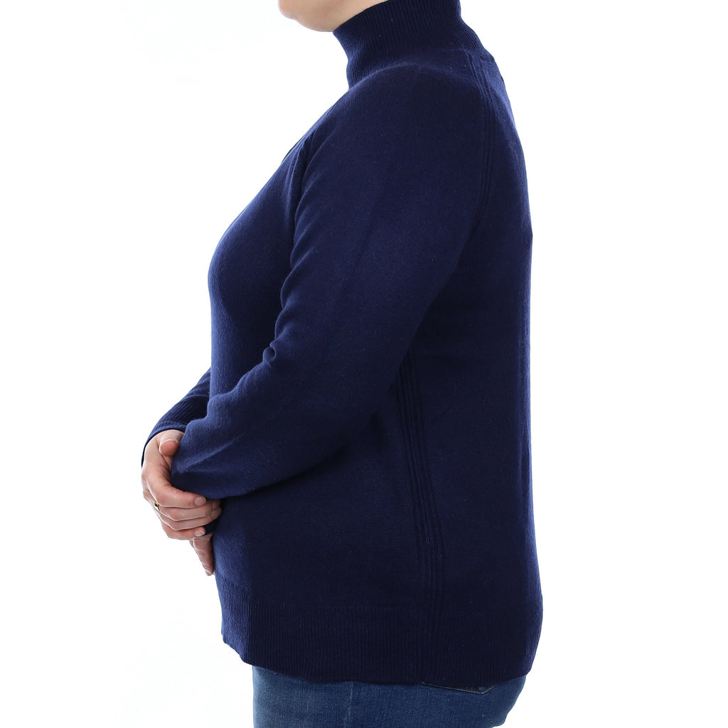Cos Navy Heavy Knit Cashmere Turtle Neck Jumper Large