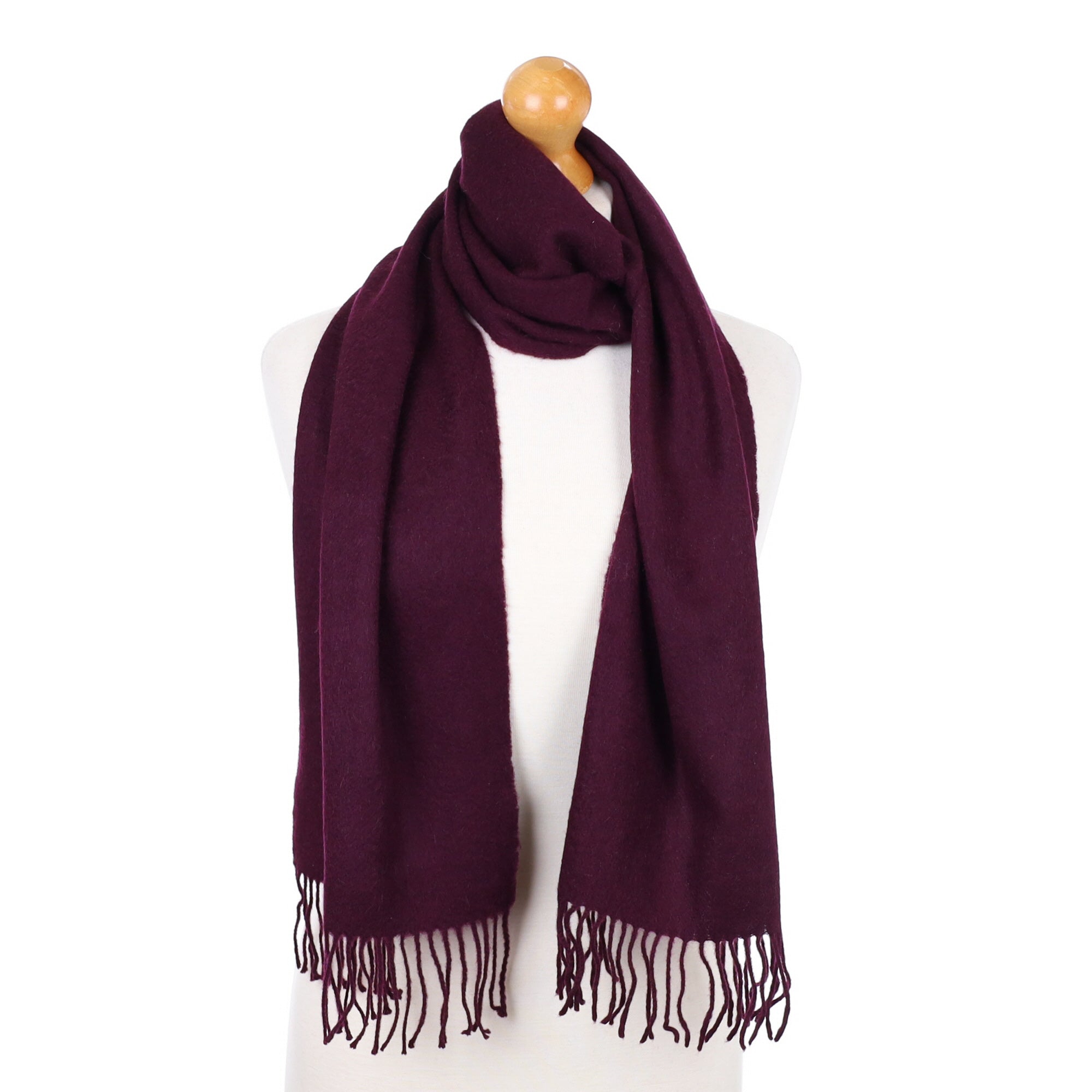 Mulberry Fringed Cashmere Woven Scarf