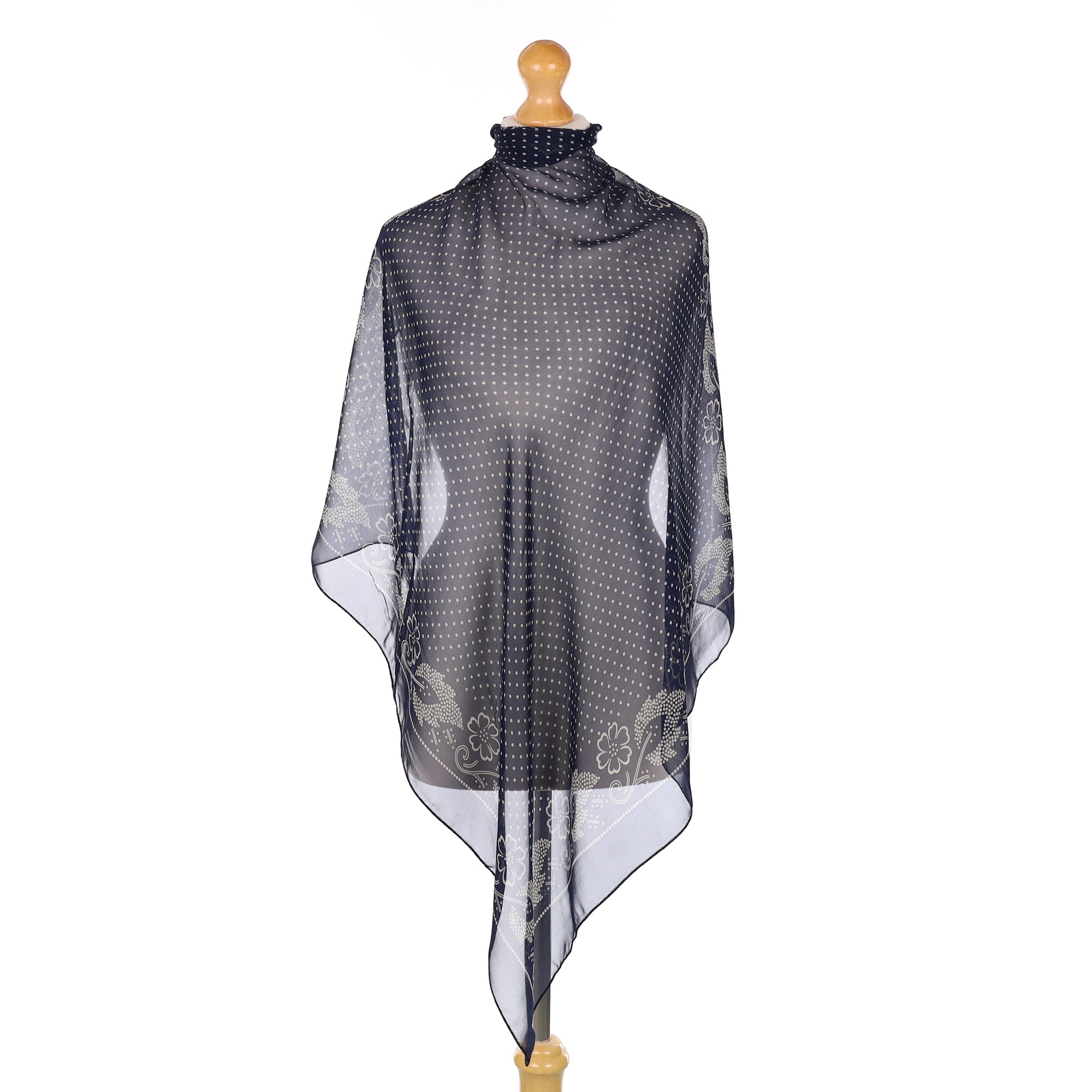 Polka Dot Patterned Silk Scarf