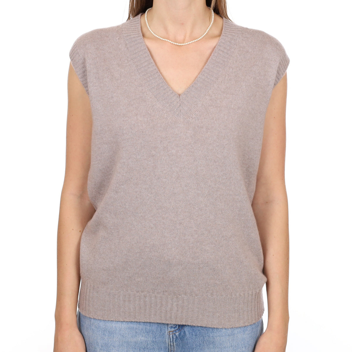 Brand New Scottish Dusty Grey Cashmere Sleeveless V Neck Jumper Medium