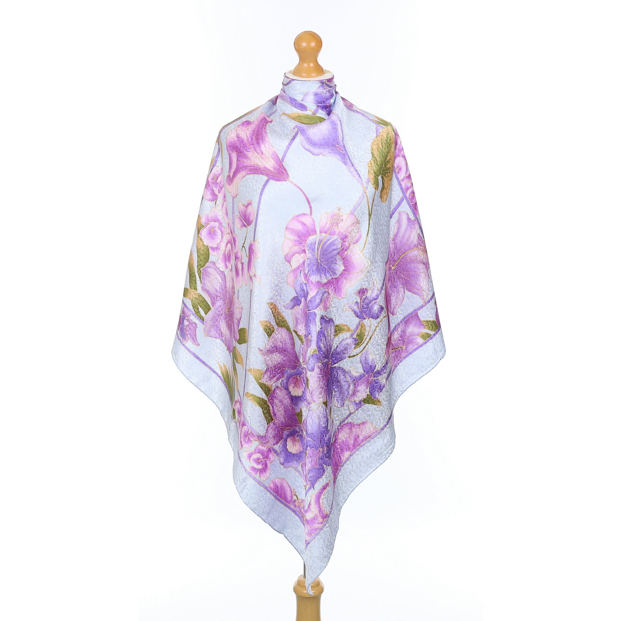 Italian Purple Floral Silk Scarf