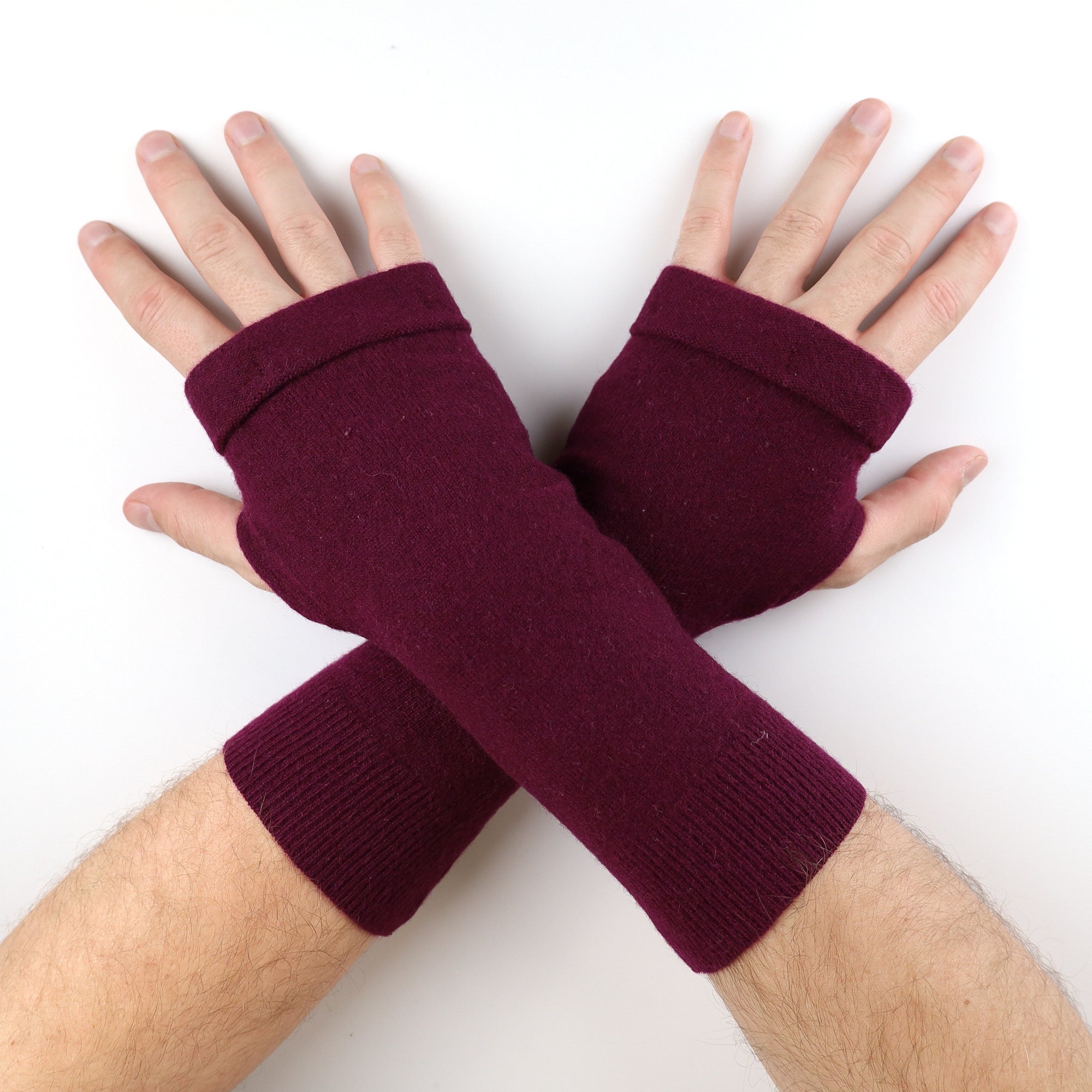 Men’s Plum Purple Fingerless Gloves