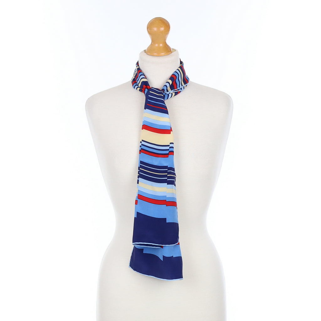 Ostinelli Blue Striped Vintage Silk Scarf