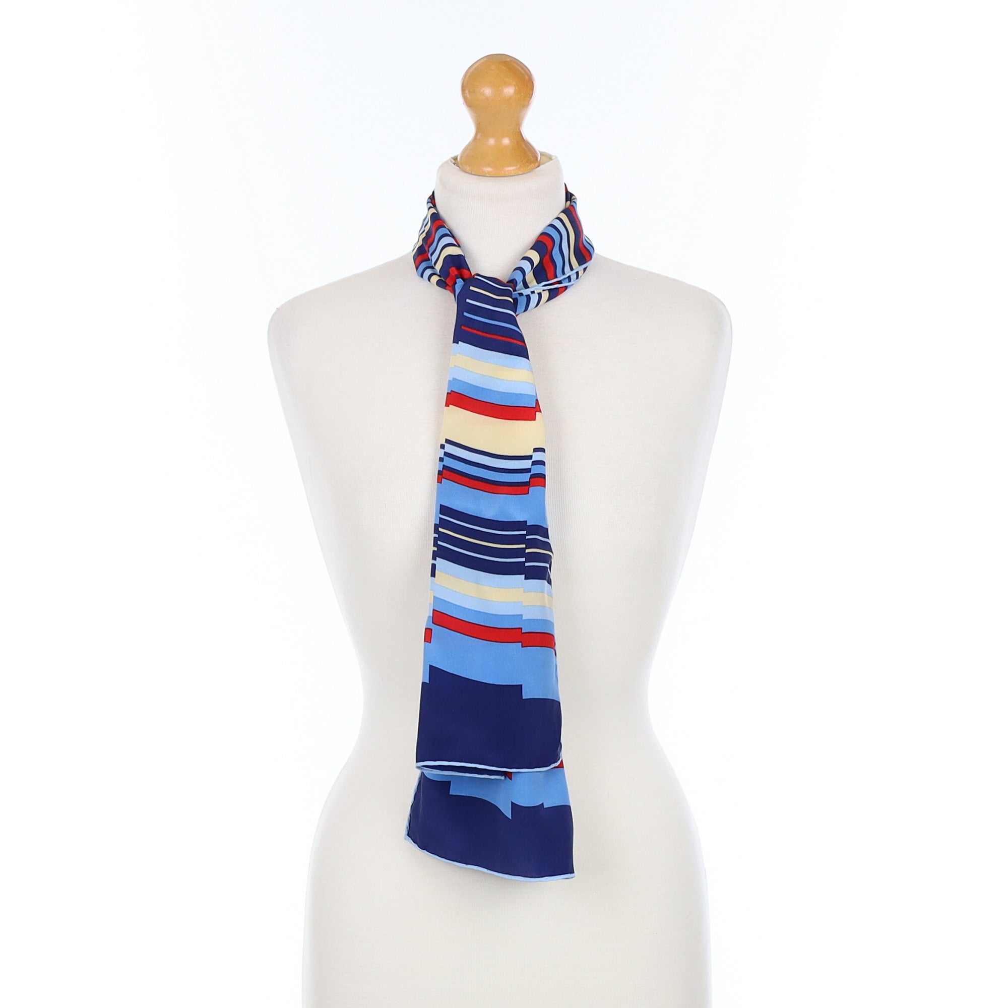 Ostinelli Blue Striped Vintage Silk Scarf