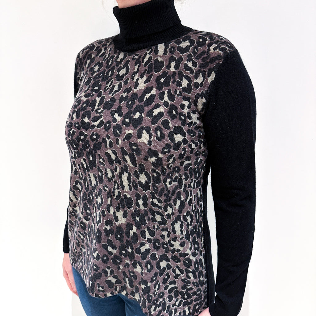 Animal Print Polo Neck Jumper Large