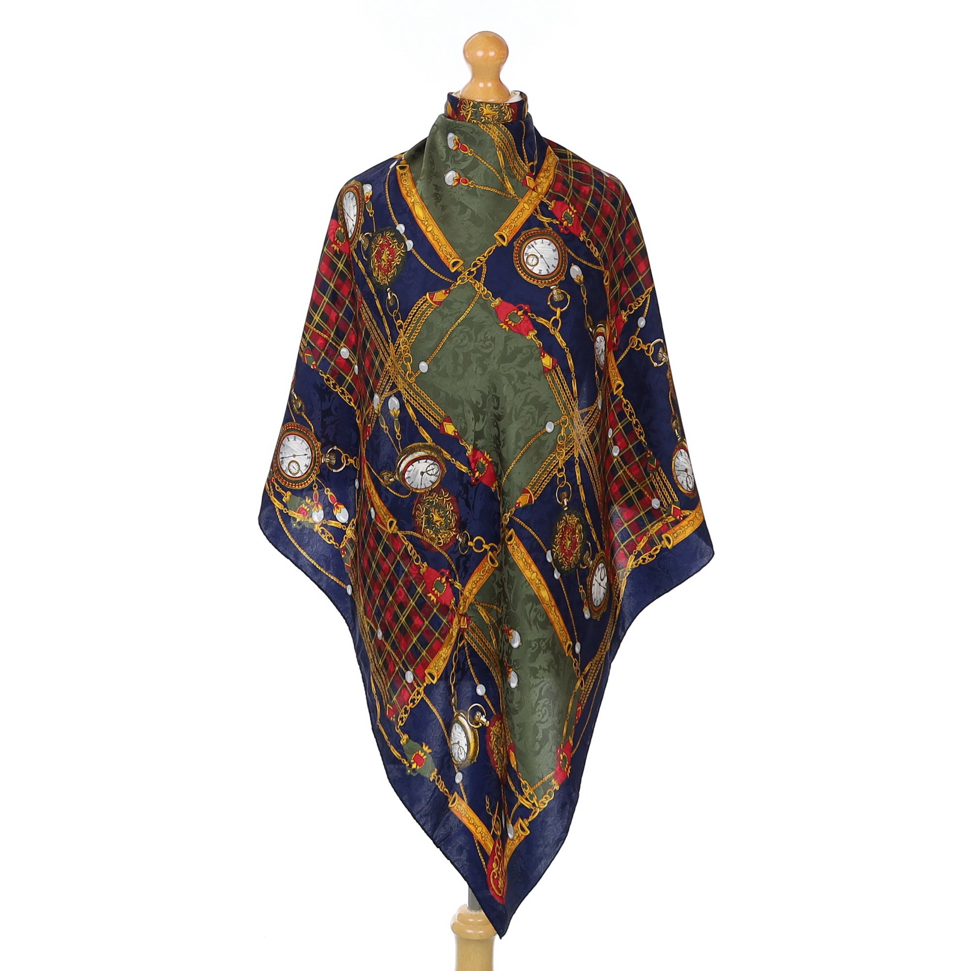 1980’s Pocket Watch Design Vintage Silk Scarf