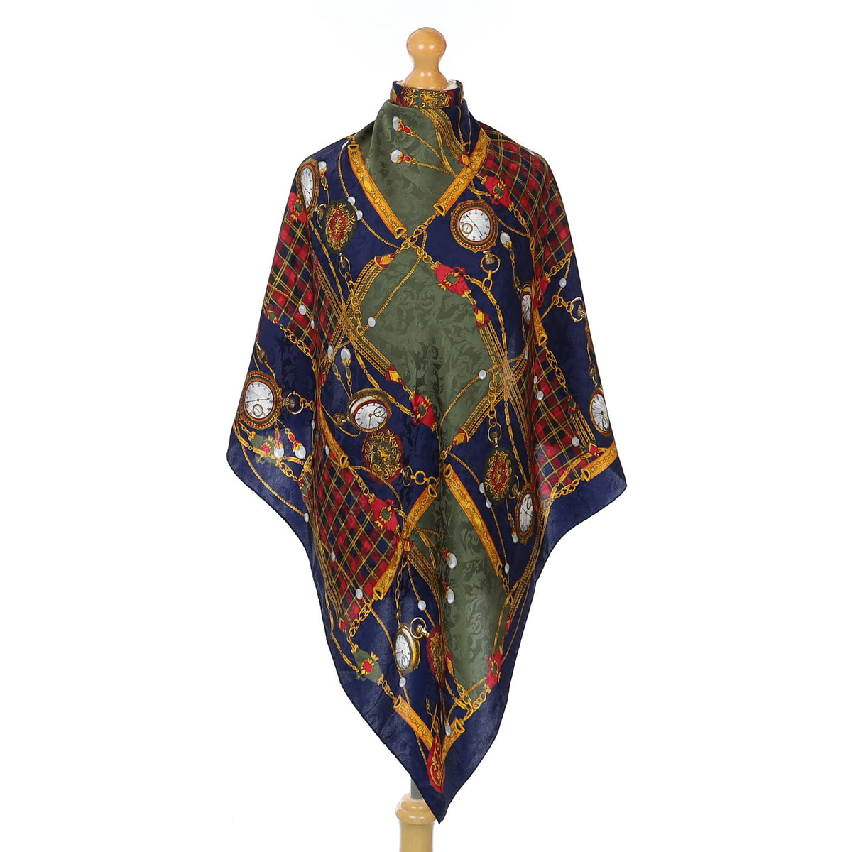 1980’s Pocket Watch Design Vintage Silk Scarf