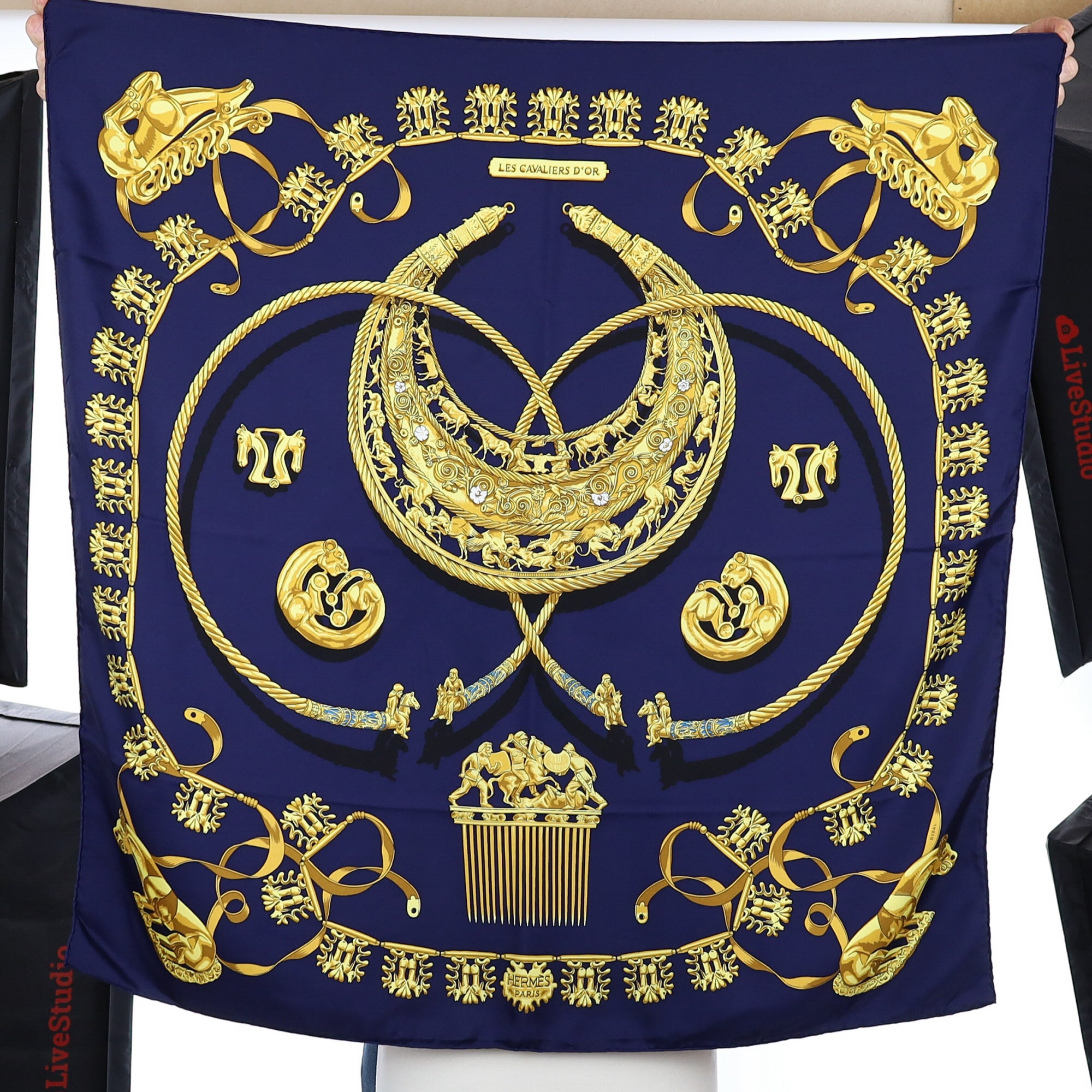 Hermès Les Cavaliers D’Or Silk Scarf