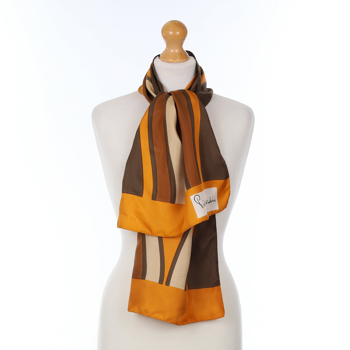 Pierre Cardin Orange Abstract Vintage Silk Scarf