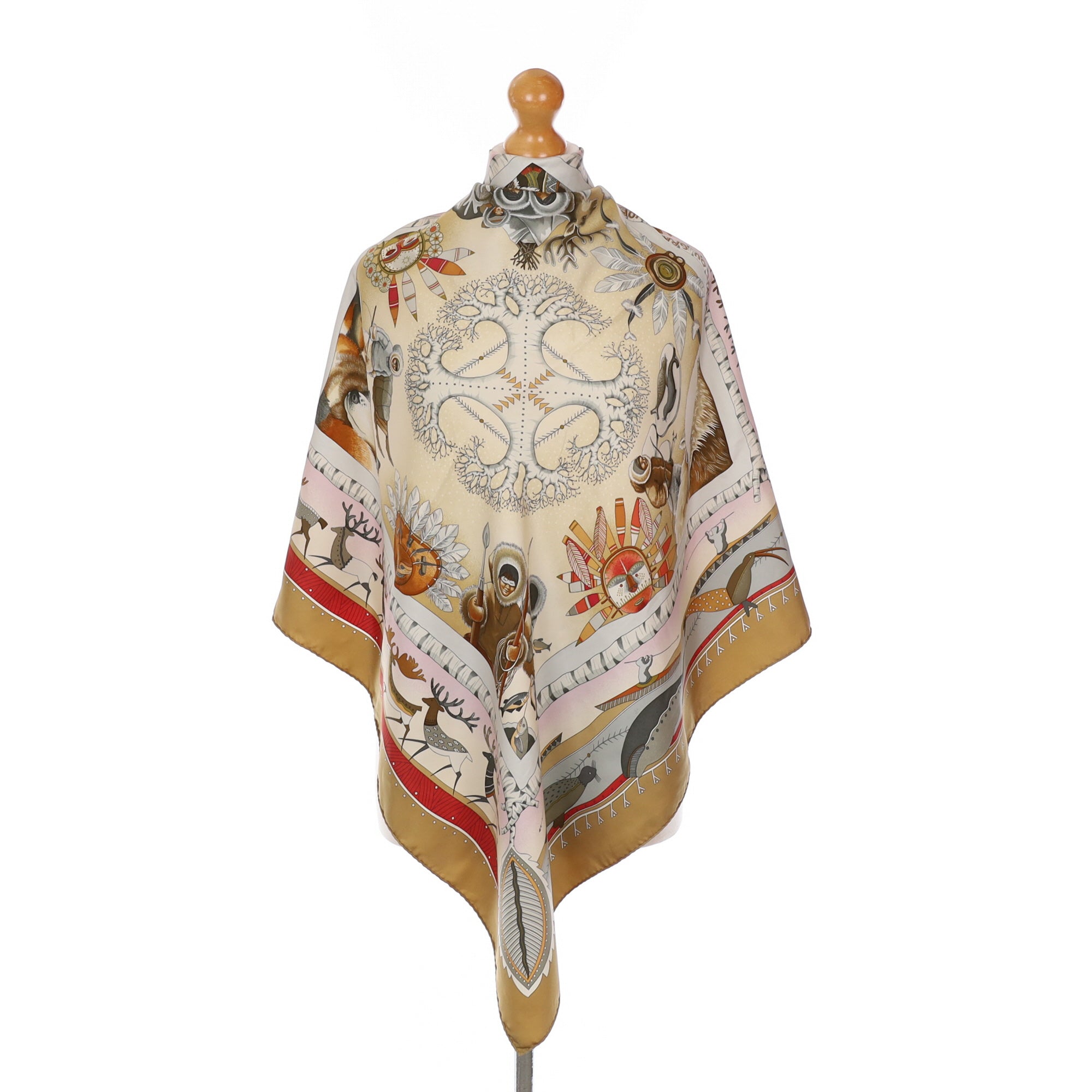 Boxed Hermès La Vie Du Grand Nord Silk Scarf Grail