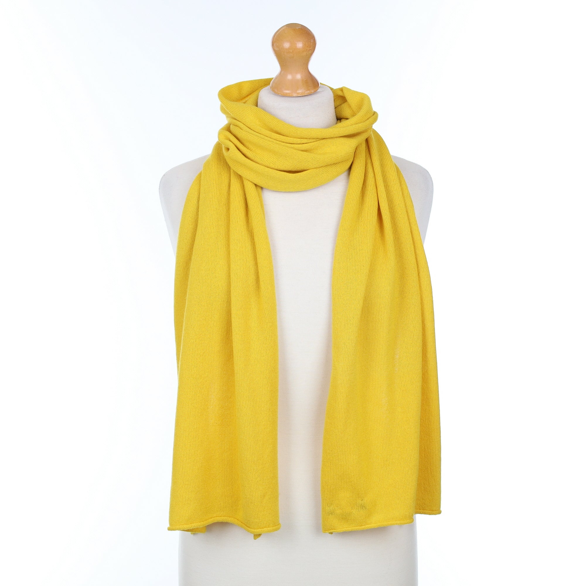 Brand New Scottish Sunflower Yellow Cashmere Knitted Scarf