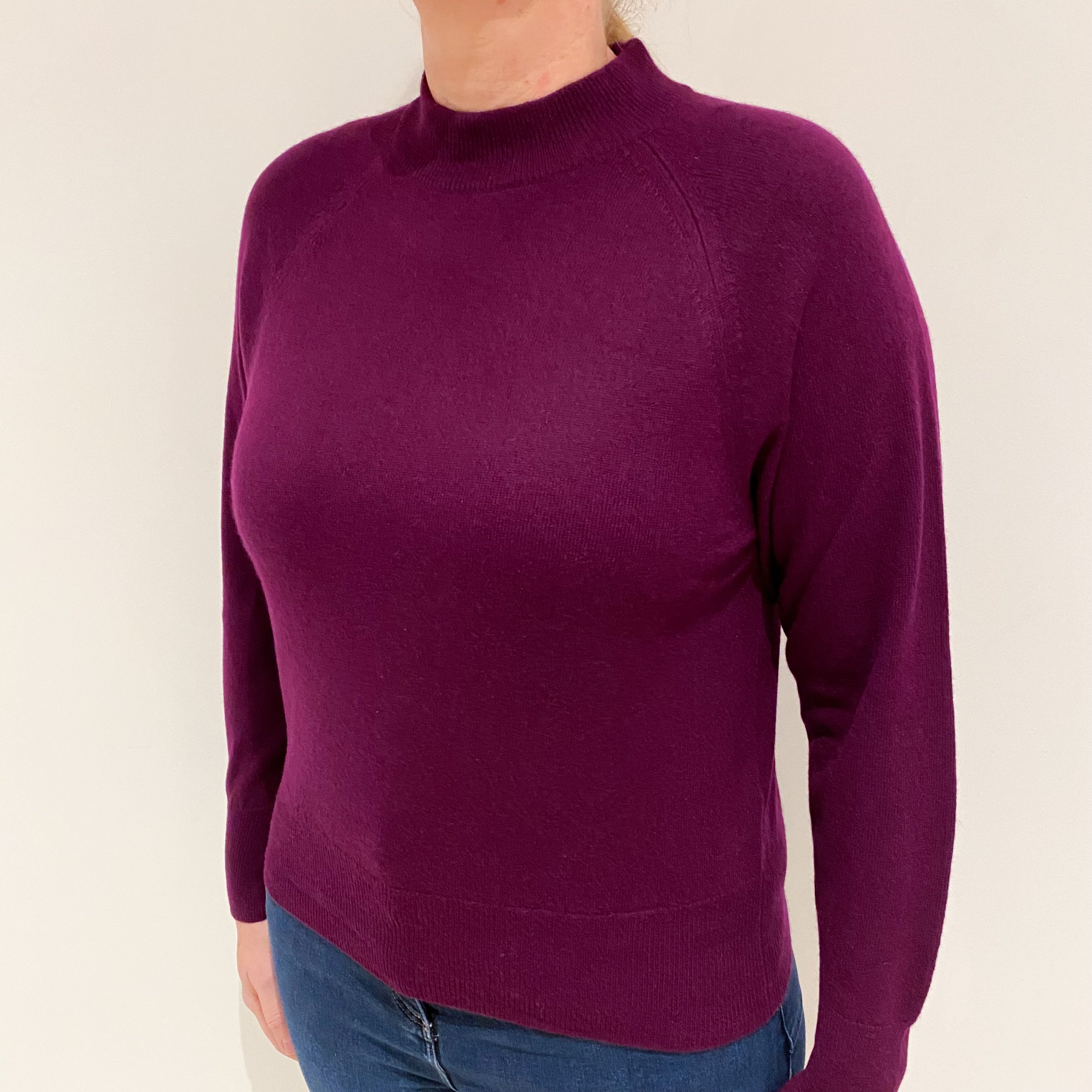 Plum Purple Cashmere Turtle Neck Jumper Large