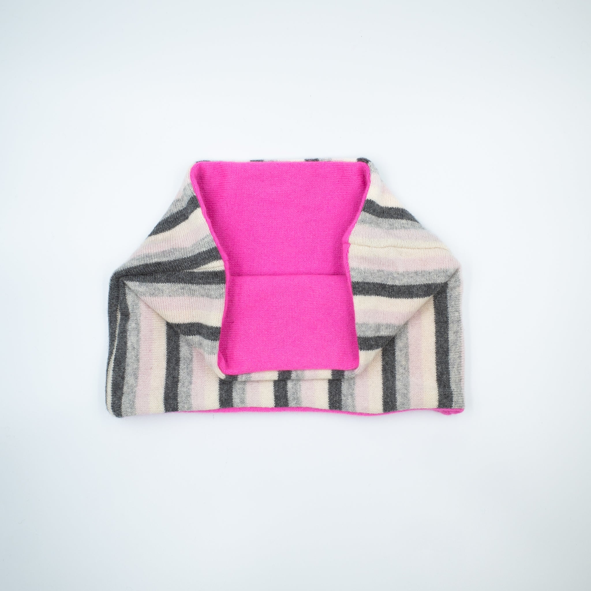 Fluorescent Pink and Grey Stripe Neck Warmer
