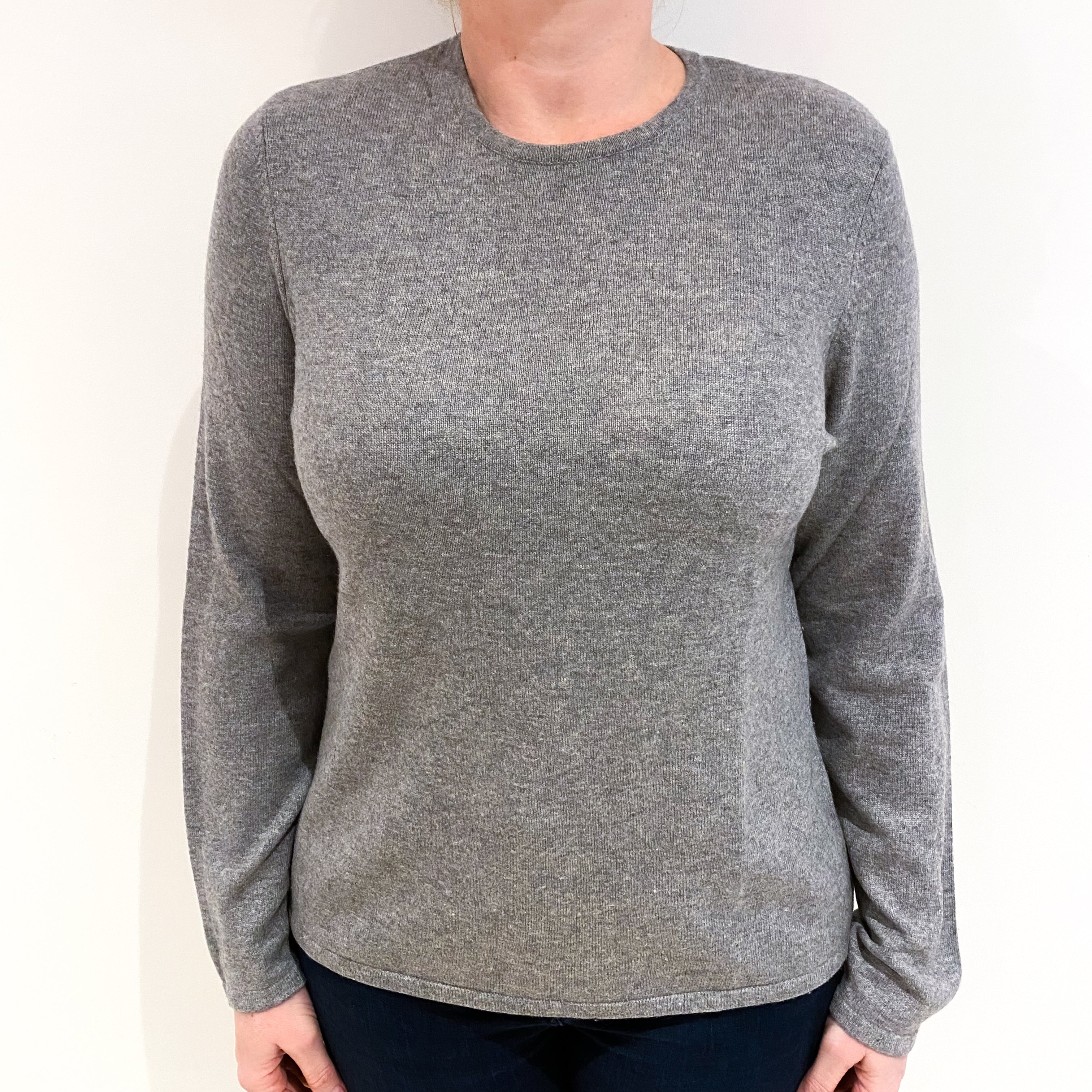 Ash Grey Cashmere Crew Neck Jumper Large