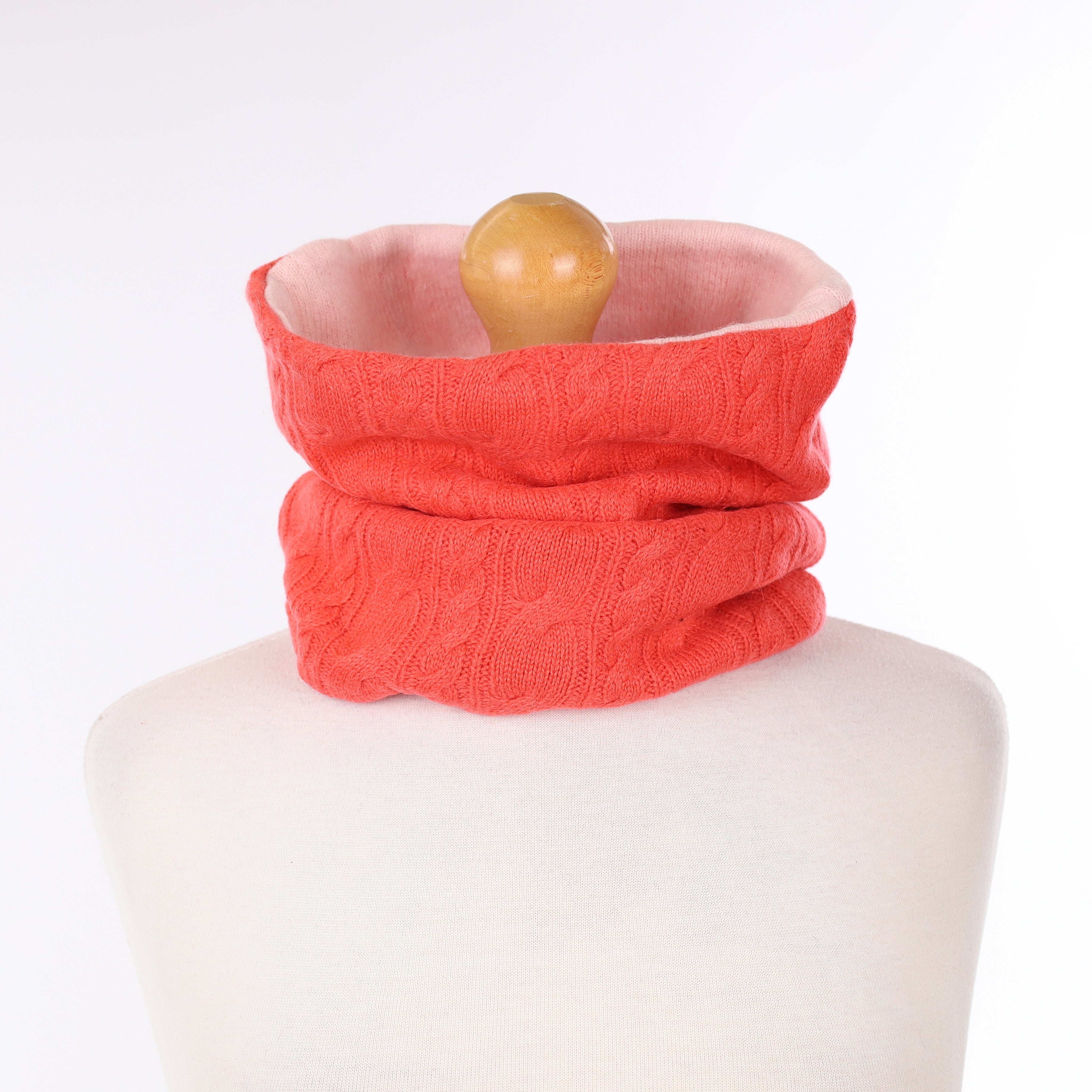 Coral Cable and Ice Pink Luxury Double Layered Snood